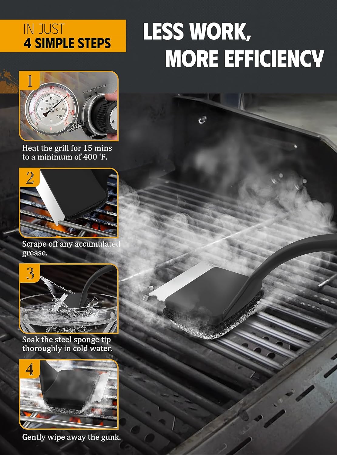 Griddle Cleaning Kit + Grill Brush for Blackstone