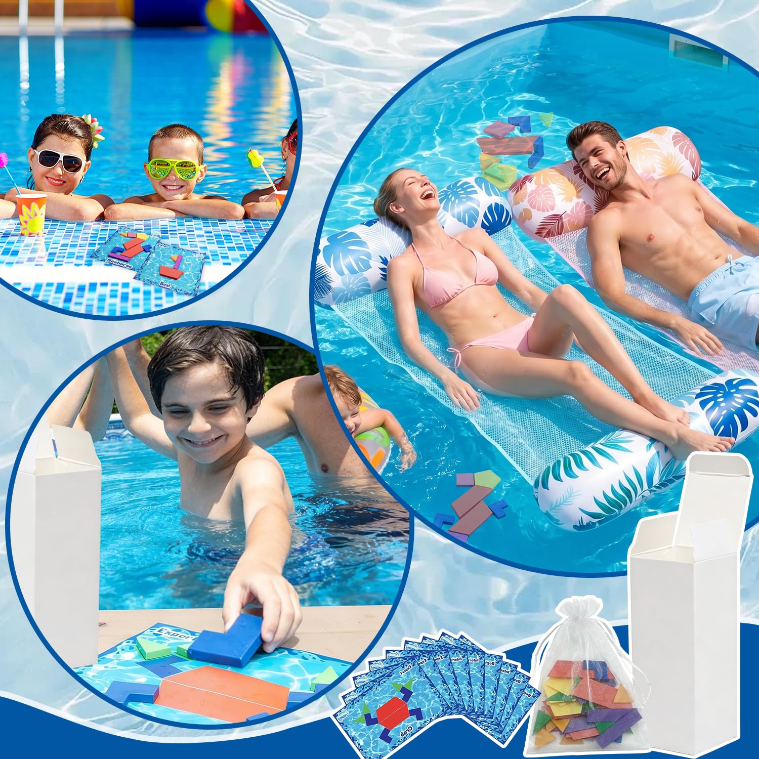 Divertidos Juegos De Entrenamiento De Natación, Juegos Divertidos para Nadar bajo el Agua, Juego Rompecabeza Buceos Piscinas con 40 Figuras Diferentes Formas, para Viajes, Vacaciones, Playa, Picnic