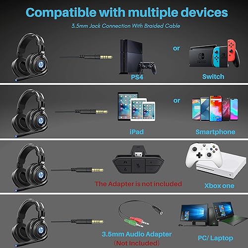 Miniatura 7 de HP Auriculares con micrófono para PC auriculares para juegos con cable auriculares PS5 con cable con micrófono para juegos auriculares para juegos