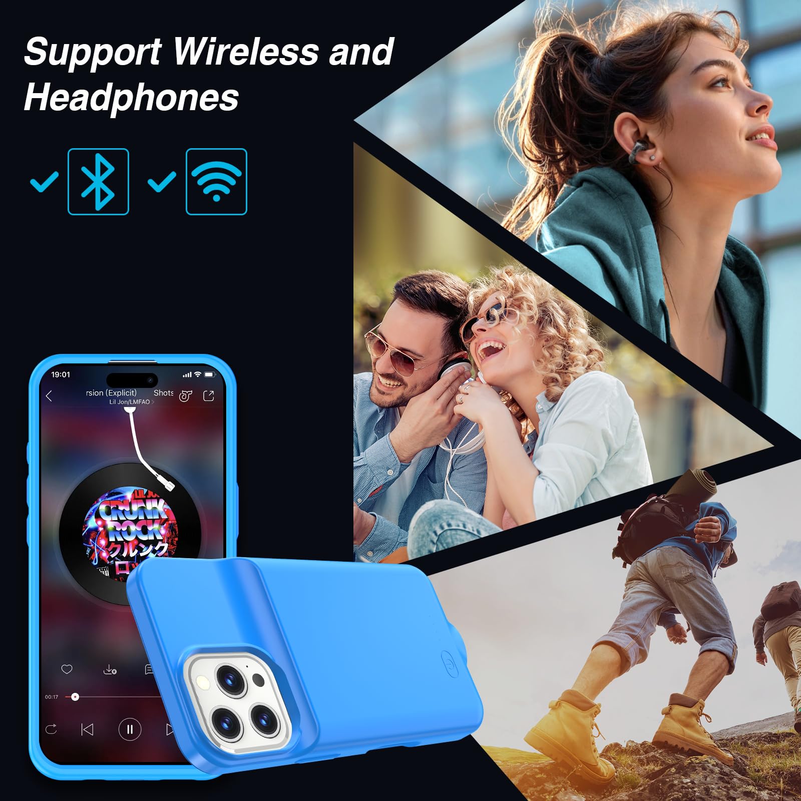 GIN FOXI 8500mAh Battery Case For IPhone 16/16e - Fast Charging Protective Case With Screen Protector