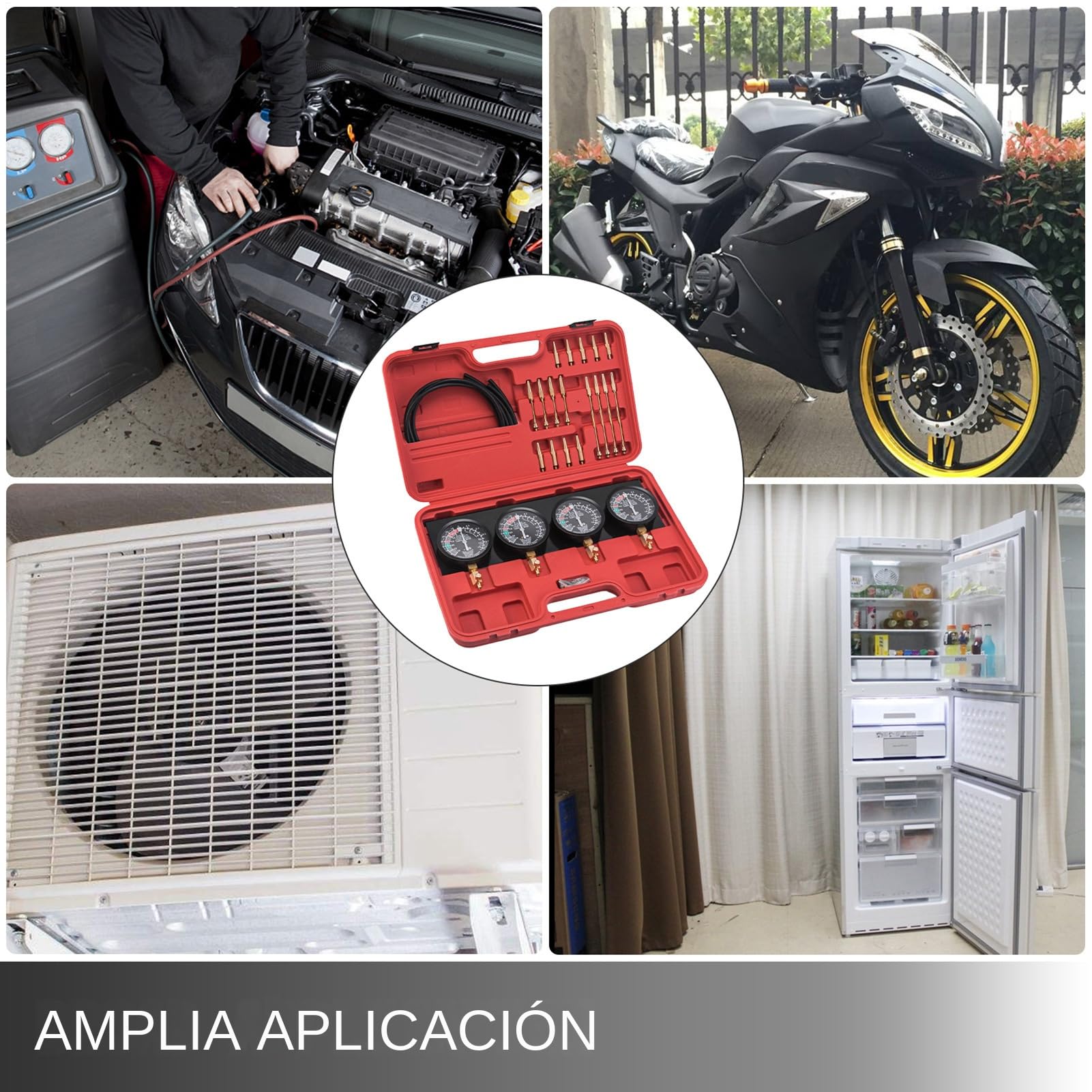 Sincronizador de Carburador - Kit De Ajuste Para Carburadores De Moto,Juego De Sincronizador Con Manómetro Incluido | Para Viajes En Carretera Taller Y Uso Diario