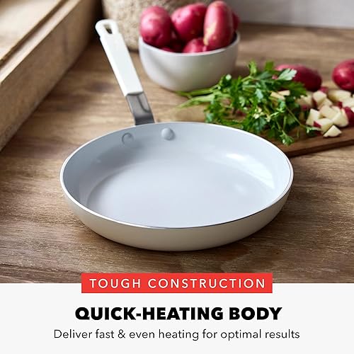 Miniatura 4 de GreenPan x Bobby Flay - Sartén antiadherente de 8 pulgadas, cerámica de diamante sin PFAS, apta para inducción, mango de silicona que se mantiene