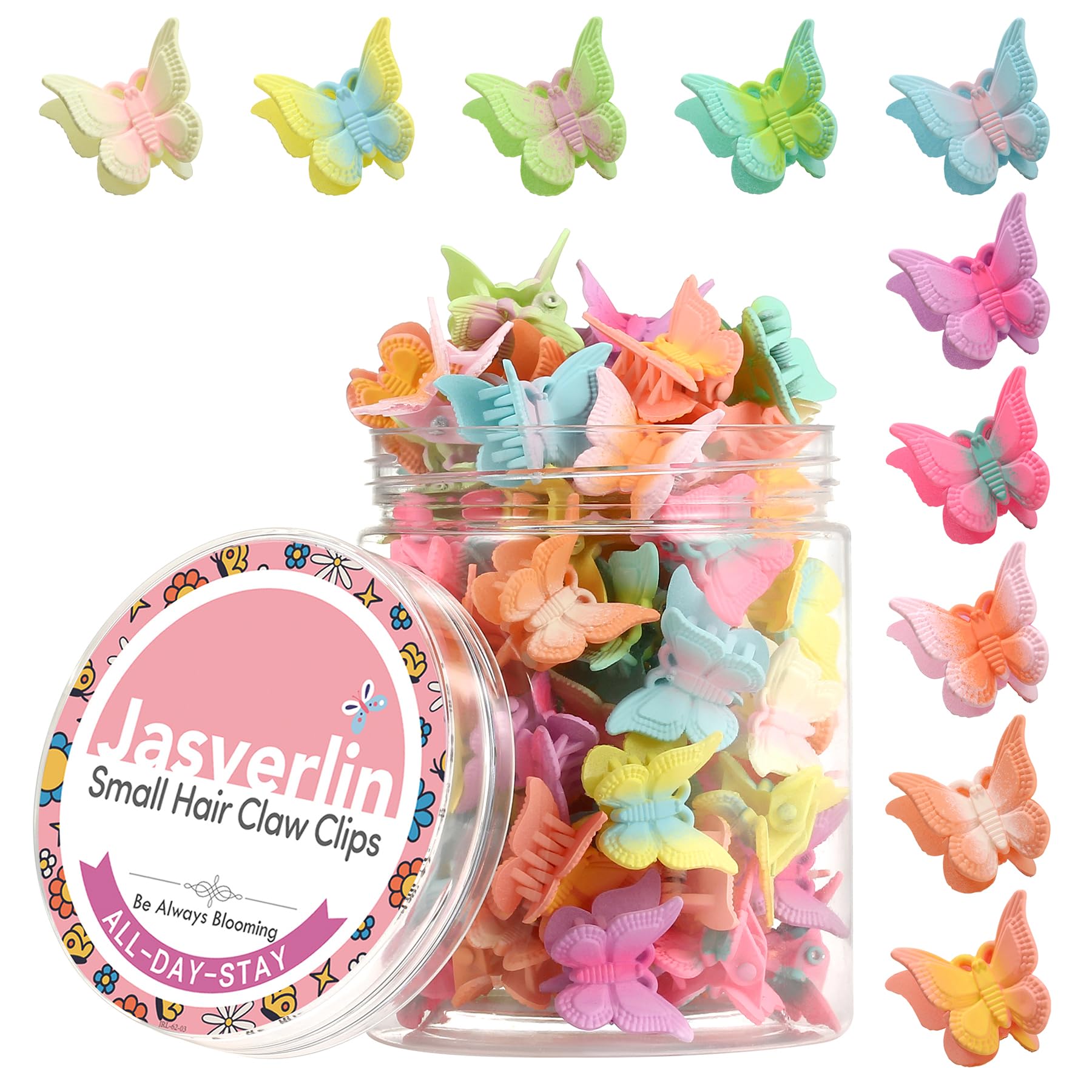 JASVERLIN Mini Butterfly Hair Clips, Cute Y2K Hair Accessories 50 Pcs
