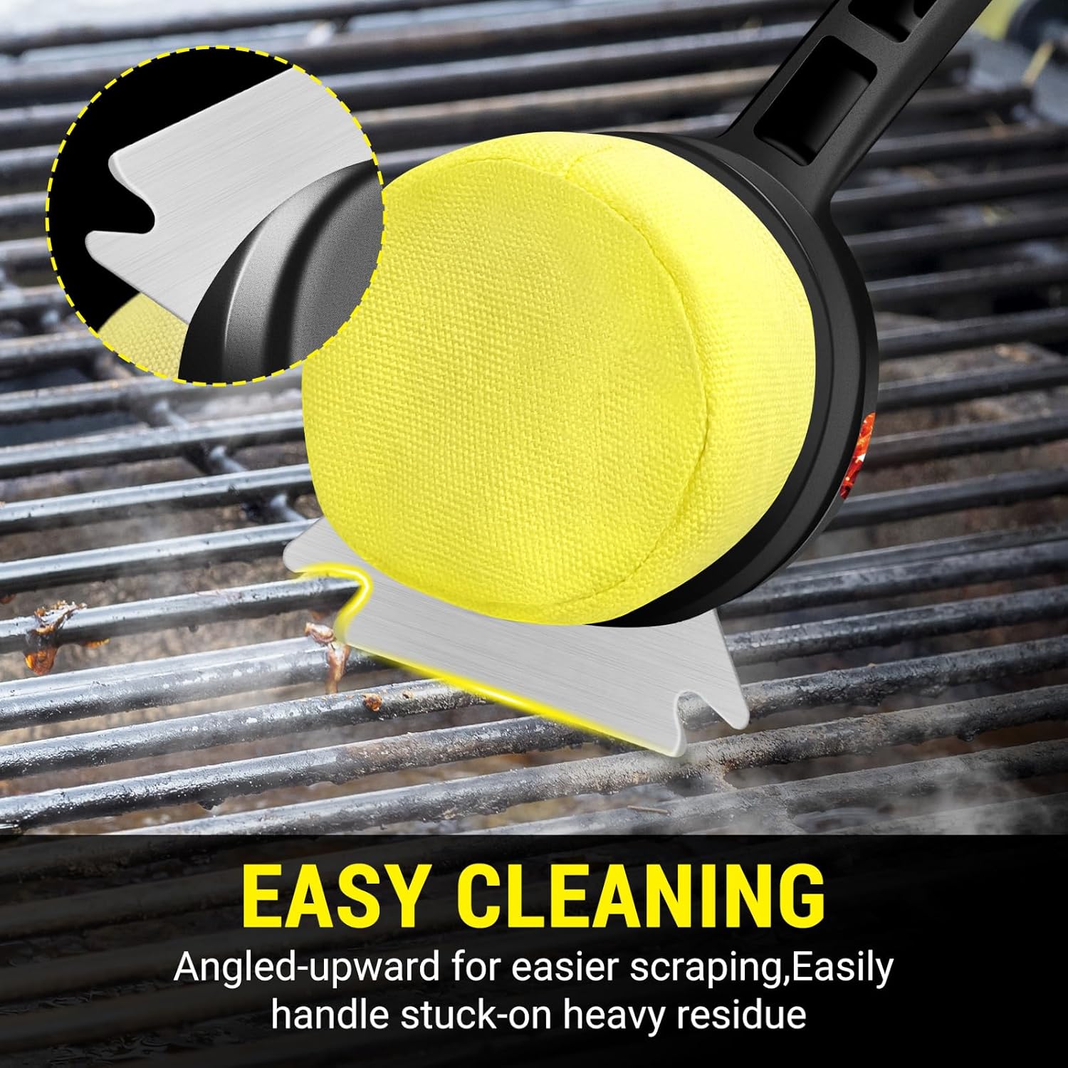 グリルブラシ BBQ交換可能 スクレーパークリーニングヘッド 剛毛不使用 ステンレススチール&amp;鋳鉄格子に安全 プレミアムアラ