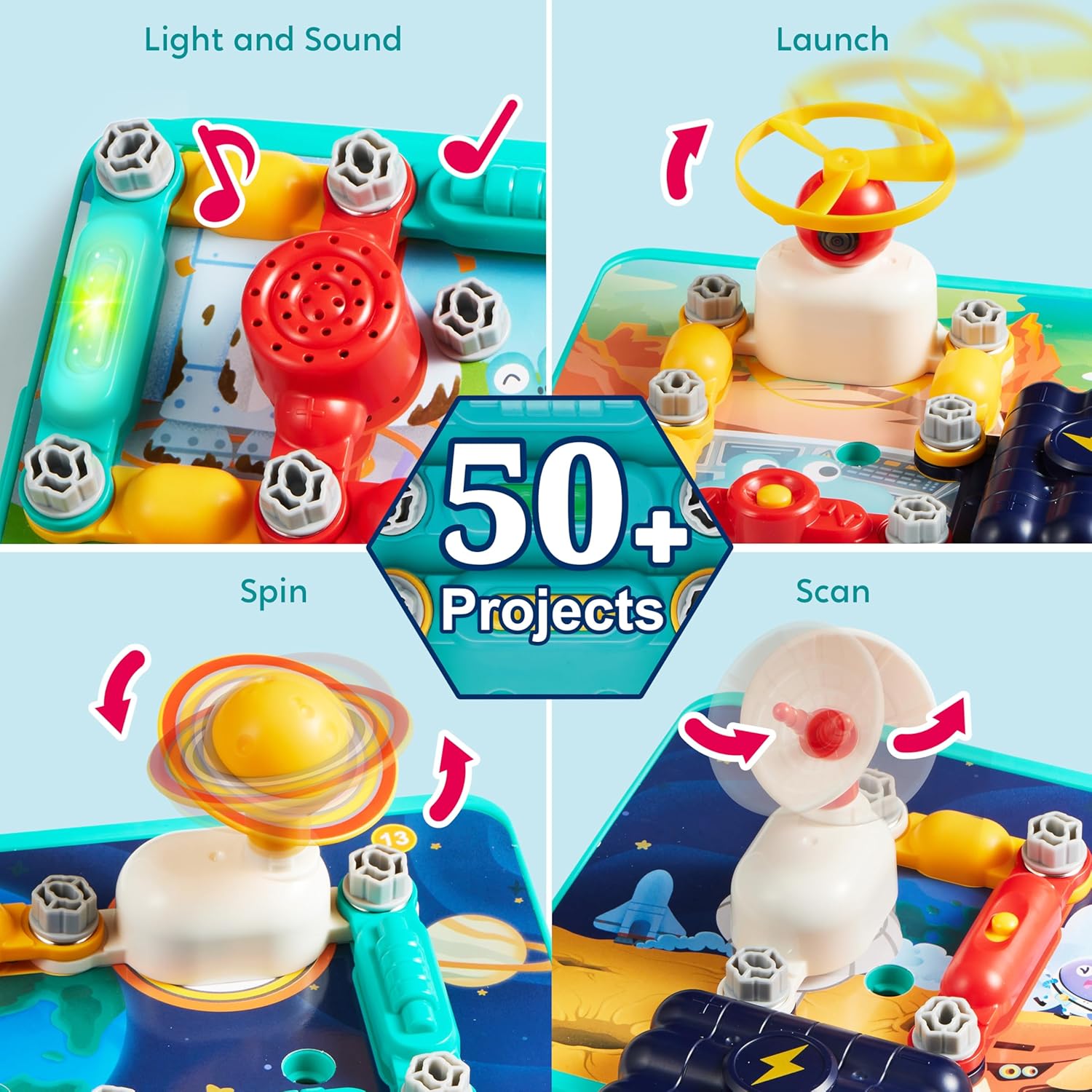 JOVA Klever Kits 50+ Projects Space Circuits - Electronics Kit for Kids with 46+ Components, Electronic STEM Toy Educational Science Kits for Kids Aged 5 6 7 8+