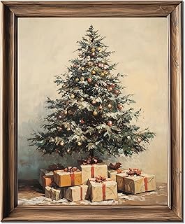 HubbgDesign Vintage Winter Wall Art, Rustic Christmas Tree Artwork, Anti...