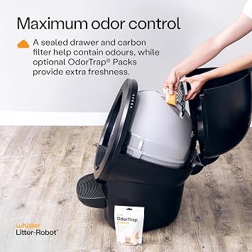 Litter-Robot 4 with Step & Fence by Whisker (Black) - Automatic, Self-Cleaning Cat Litter Box, WiFi Enabled, Works with Any Clumping Litter, Complimentary