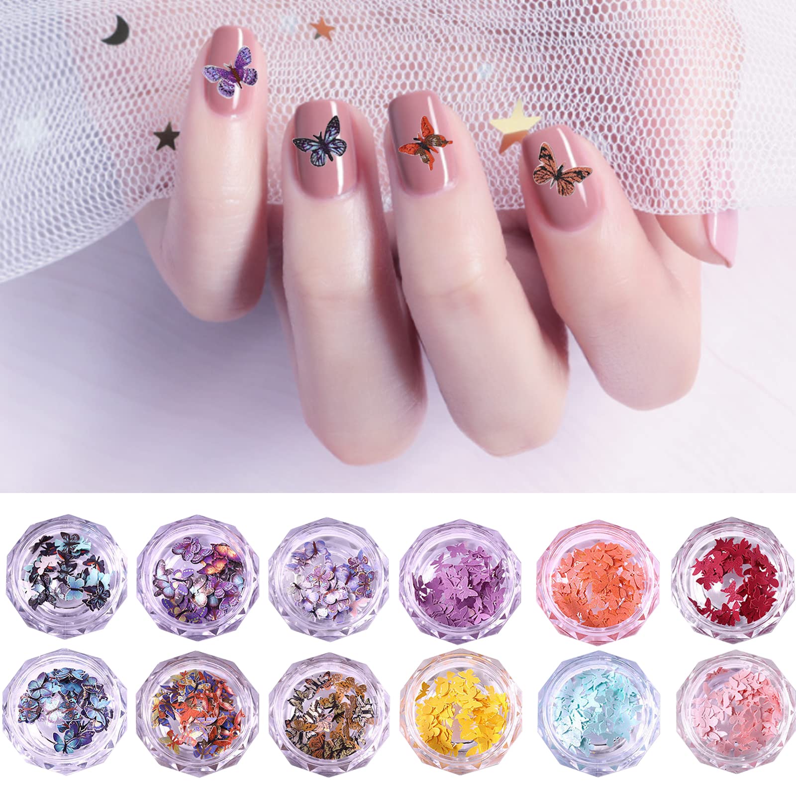 ☆ネイルパーツ　蝶　24色　ピンセット付　ホログラム　かわいい　ジェルネイル Amazon | ネイルパーツ 蝶 立体 蝶々 ホログラム 小さめ 可愛い 極薄
