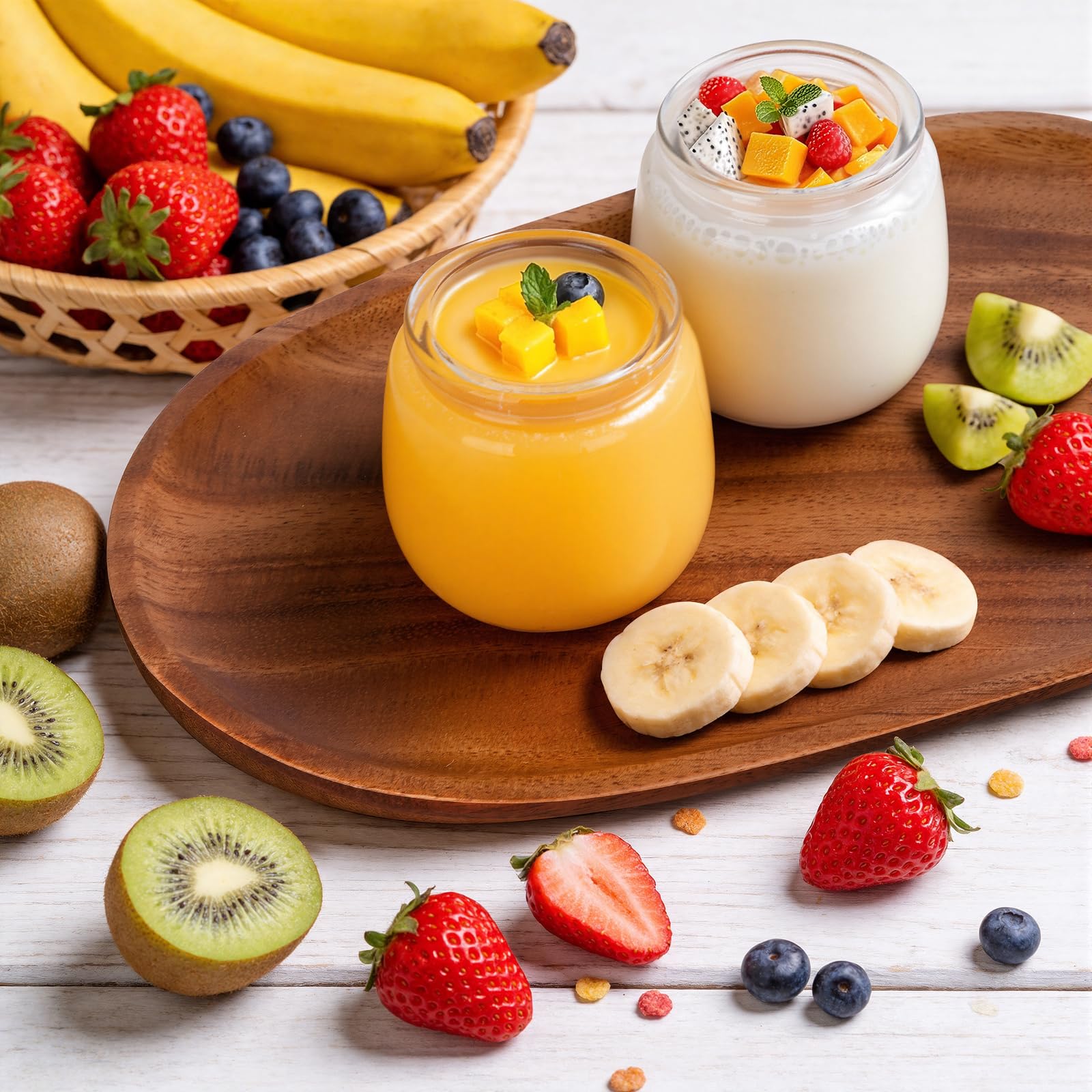 200ml Vasetti per Yogurt con Coperchio, 12 pezzi Piccoli Vasetti Yogurt Vetro, Barattoli per Yogurt, Contenitori in Vetro per Budino e Yogurt