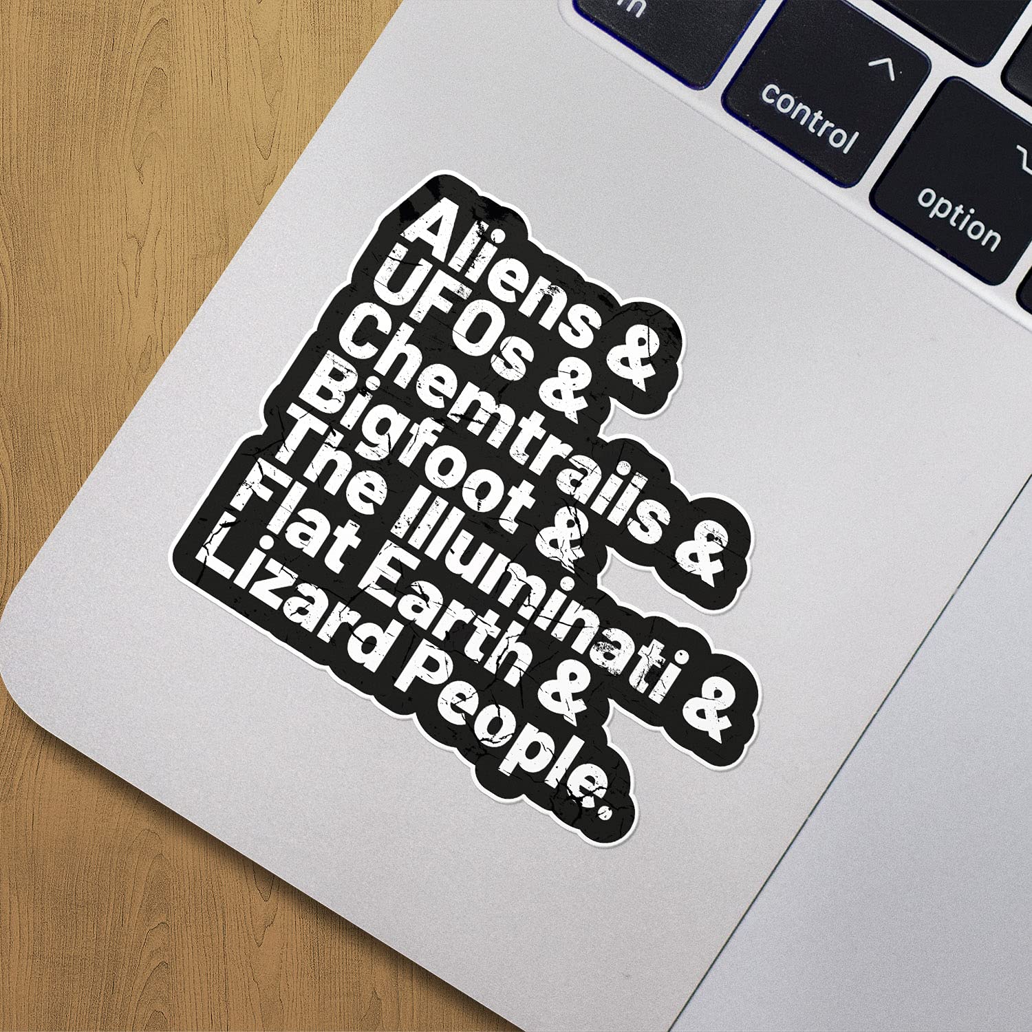 List of Conspiracy Theories Vinyl Sticker Art Decal
