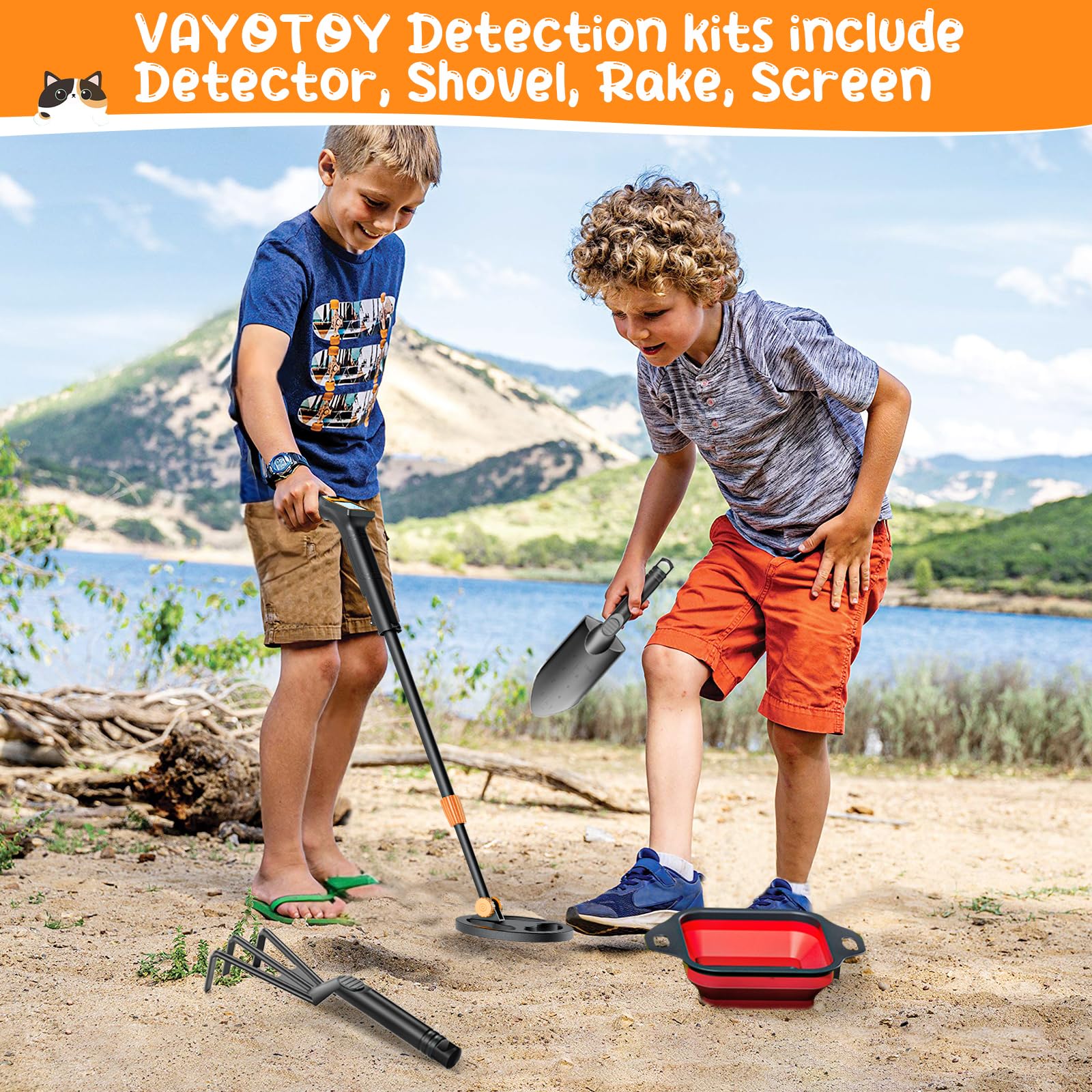 Detector de Metales Niños, Metales Detector con Bobina Impermeable de 18 cm con Pantalla LCD, Detector de Metales Muy Sensible con Bobina de Investigación Impermeable para Niños o Principiantes