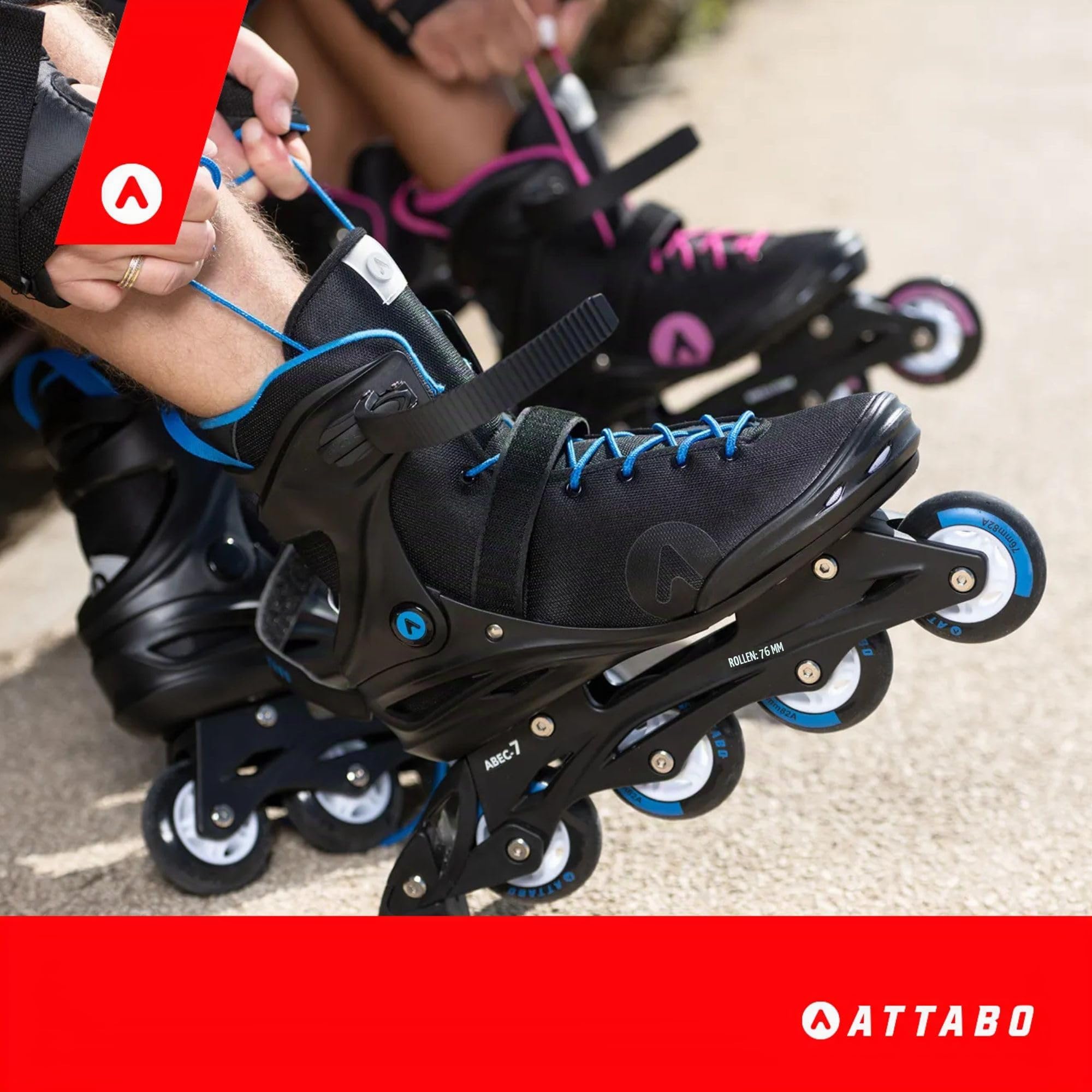 ATTABO Fitness Inline Skates Herren Cyclone Größe 40-46 EU Inliner Rollschuhe mit ABEC-7-Lager Räder PU 82A Halbharte TPR Komfort Stabilität Dreifache Anpassung Roller Skates für Männer Schwarz/Blau