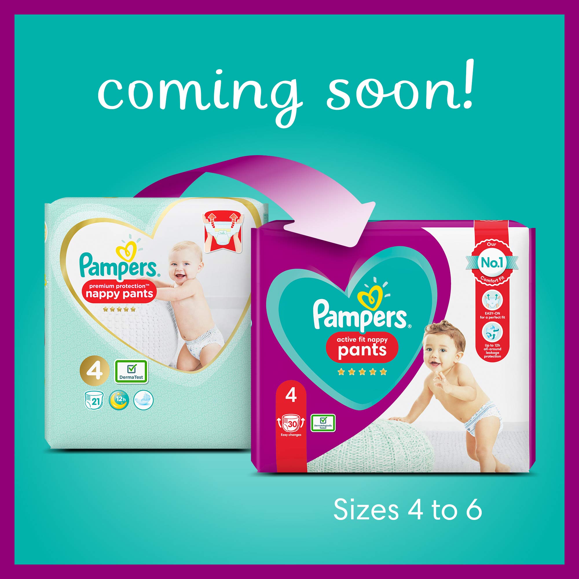 Pampers Premium Protection Windelhose Gr. 4, 168 Windelhosen, 9-15 kg, Monatspackung, sanftes Hautgefühl in Windelhosen, Größe 4168