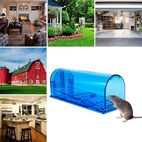 Miniatura 5 de Trampa para ratones viva fácil de atrapar para ratones, topos y ardillas, reutilizable y muy sensible para uso en interiores y exteriores, azul