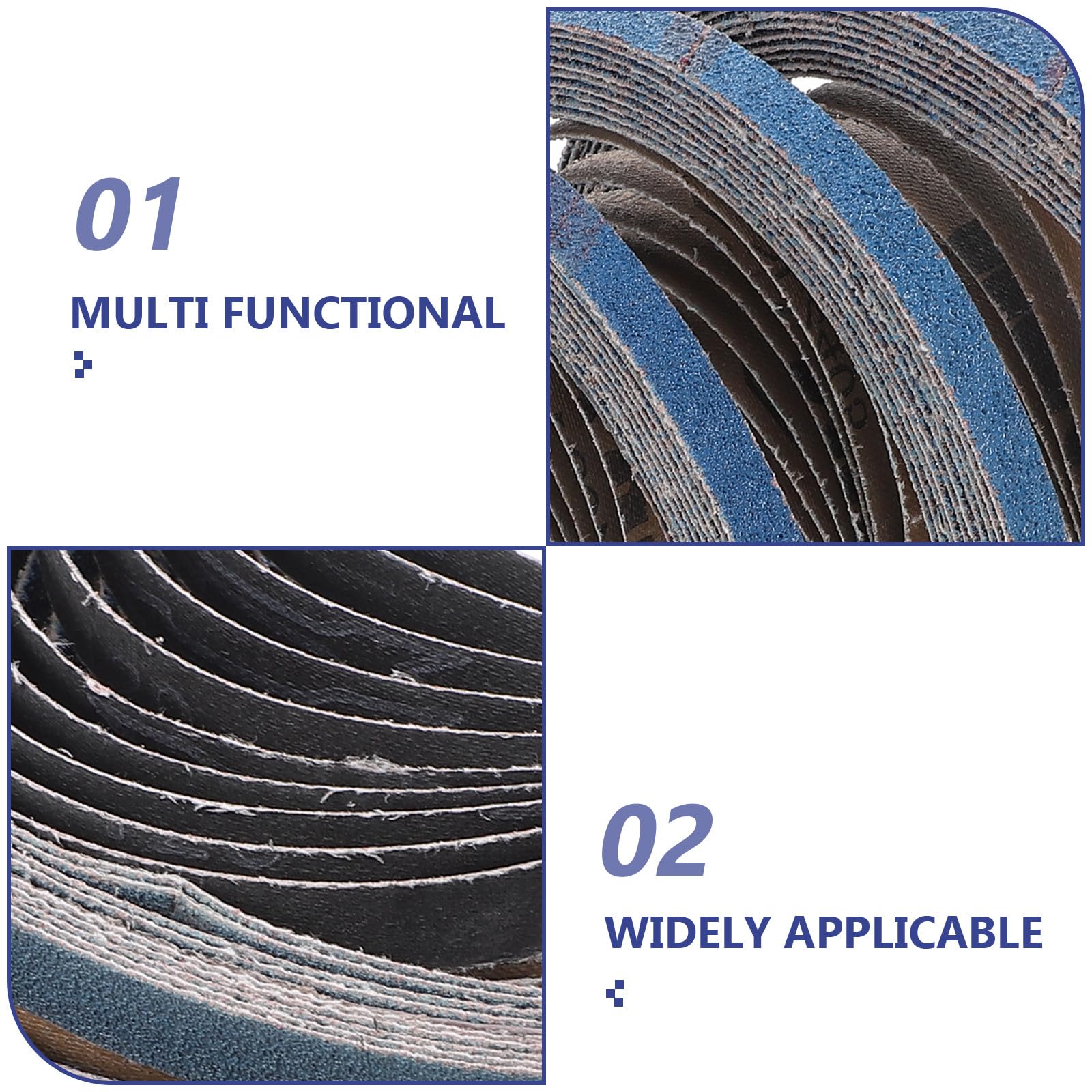 Bandas de Lijado Azul Grano 40-120 40 Piezas para Lijadora de Banda Uso Versátil para Madera y Acero Inoxidable en Hogar E Industria