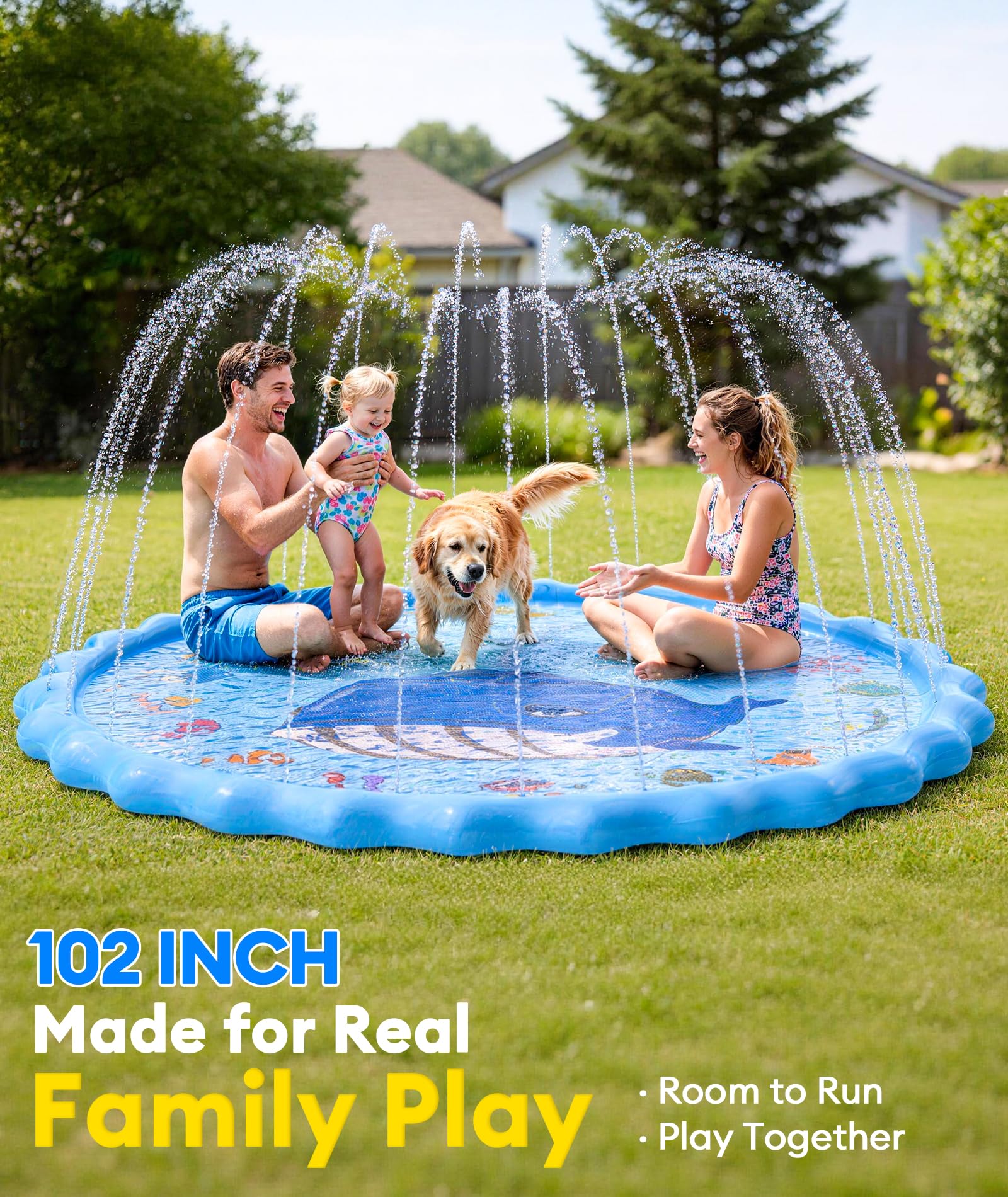 Spritzmatte, 228 cm (90 Zoll), Spielzeug für Luftsprenger, ultimative Intervention für Kinder, Wasserspielzeug, aufblasbarer Pool zum Waden, Spielzeug