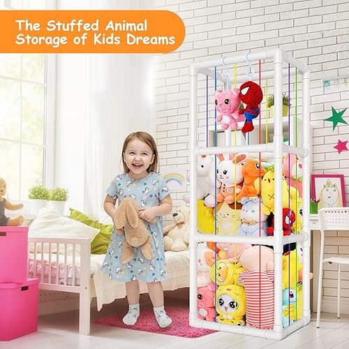 Miniatura 2 de HOMEWIS Almacenamiento de animales de peluche, soporte para animales de peluche, capacidad extragrande, organizador de juguetes para niños, estante