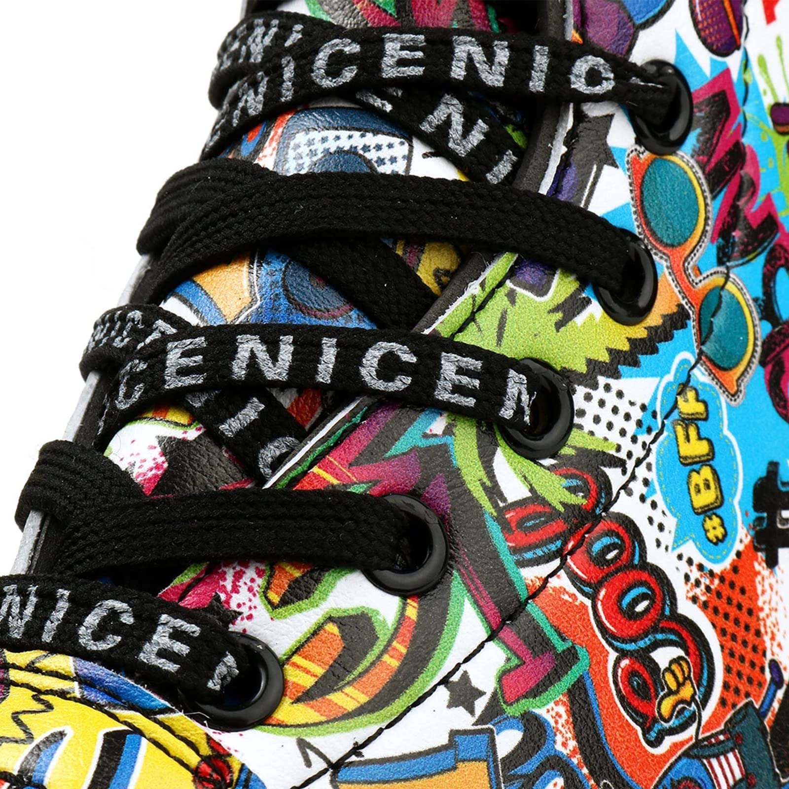 Pattini a Rotelle alla Moda per Donne e Uomini, Pattini Alti Classici Doodle Double Row, Scarpe da Pattini in Pelle PU a 4 Ruote per Interni ed Esterni