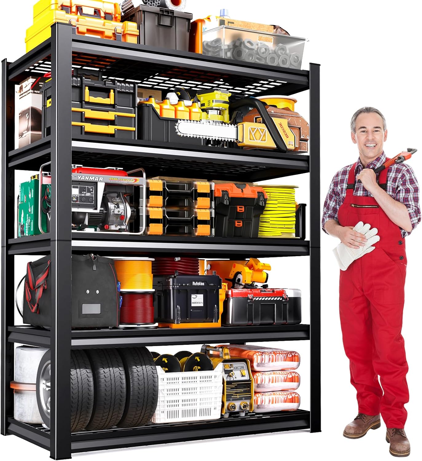 71"Hx35"Wx16"D Wire Garage Shelving-2500LBS 5 Tier Storage Shelves,Adjustable Heavy Duty Metal Shelving Unit and Storage Large Rack,Utility Steel Shelf For Shop Warehouse Industrial Pantry Basement