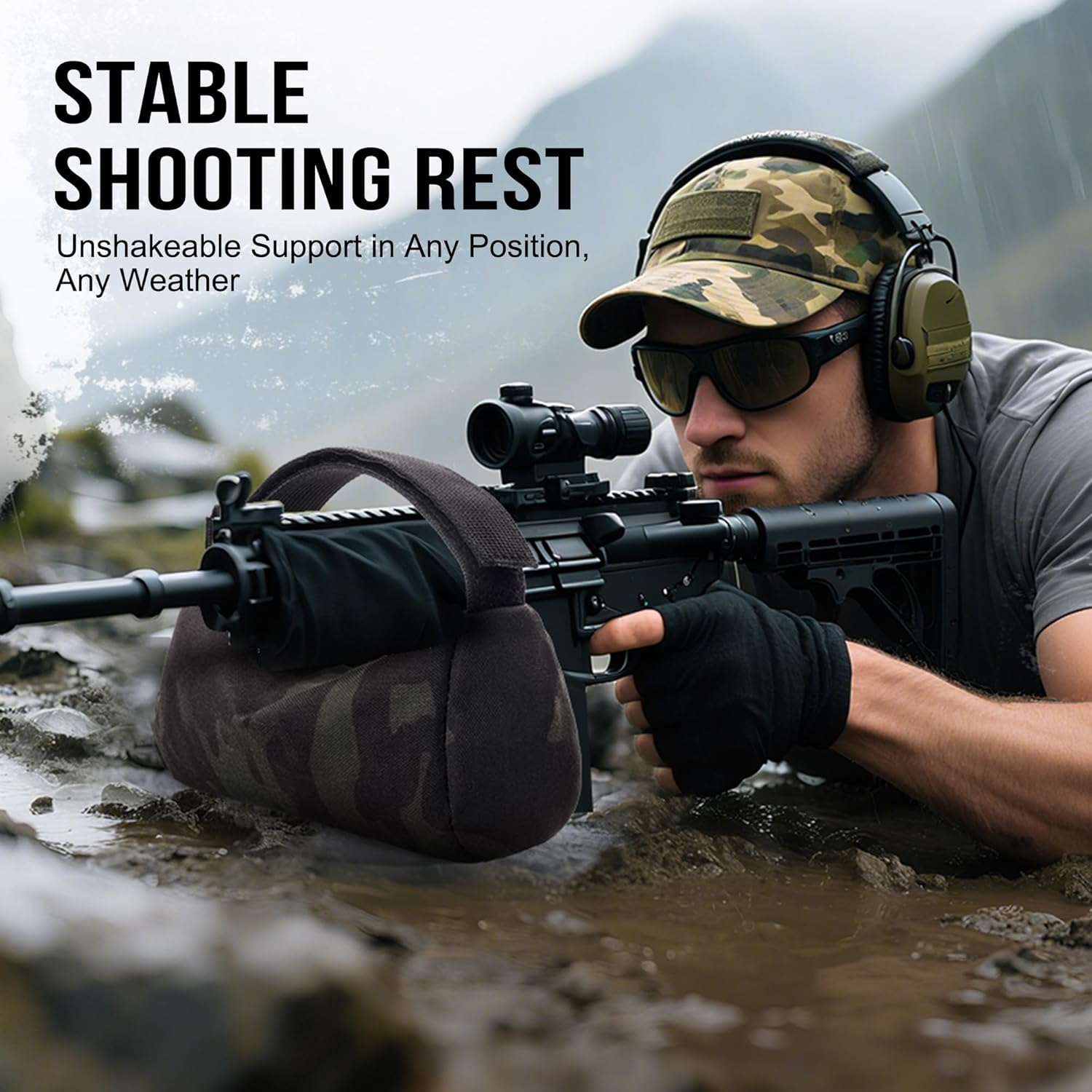 OneTigris Shooting Rest Bag, Pre-Filled Shooting Bench Rest Bags Front & Rear Gun Support Bags Stand Holder Sand Bags for Outdoor Shooting, Range, Shooting, and Hunting