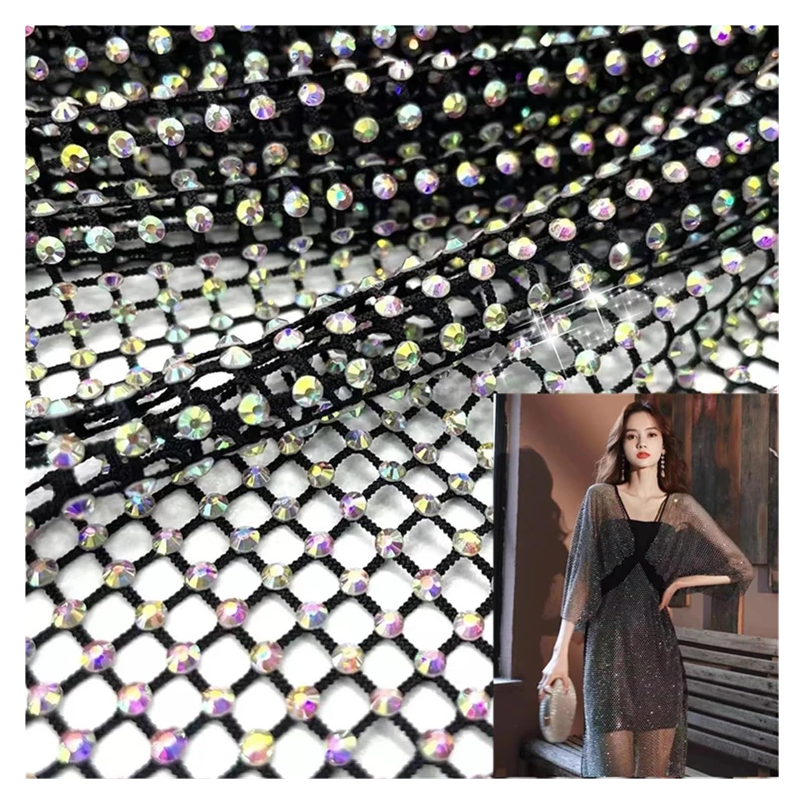 Costura de malla de diamantes de imitación, cinta artesanal, adorno de tela de cristal, cinta de Strass, red con adorno for vestido Garm