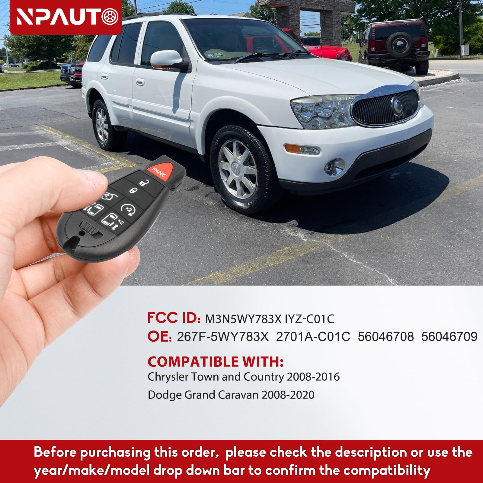 2 X Car Remote Keys For Chrysler Town And Country Dodge