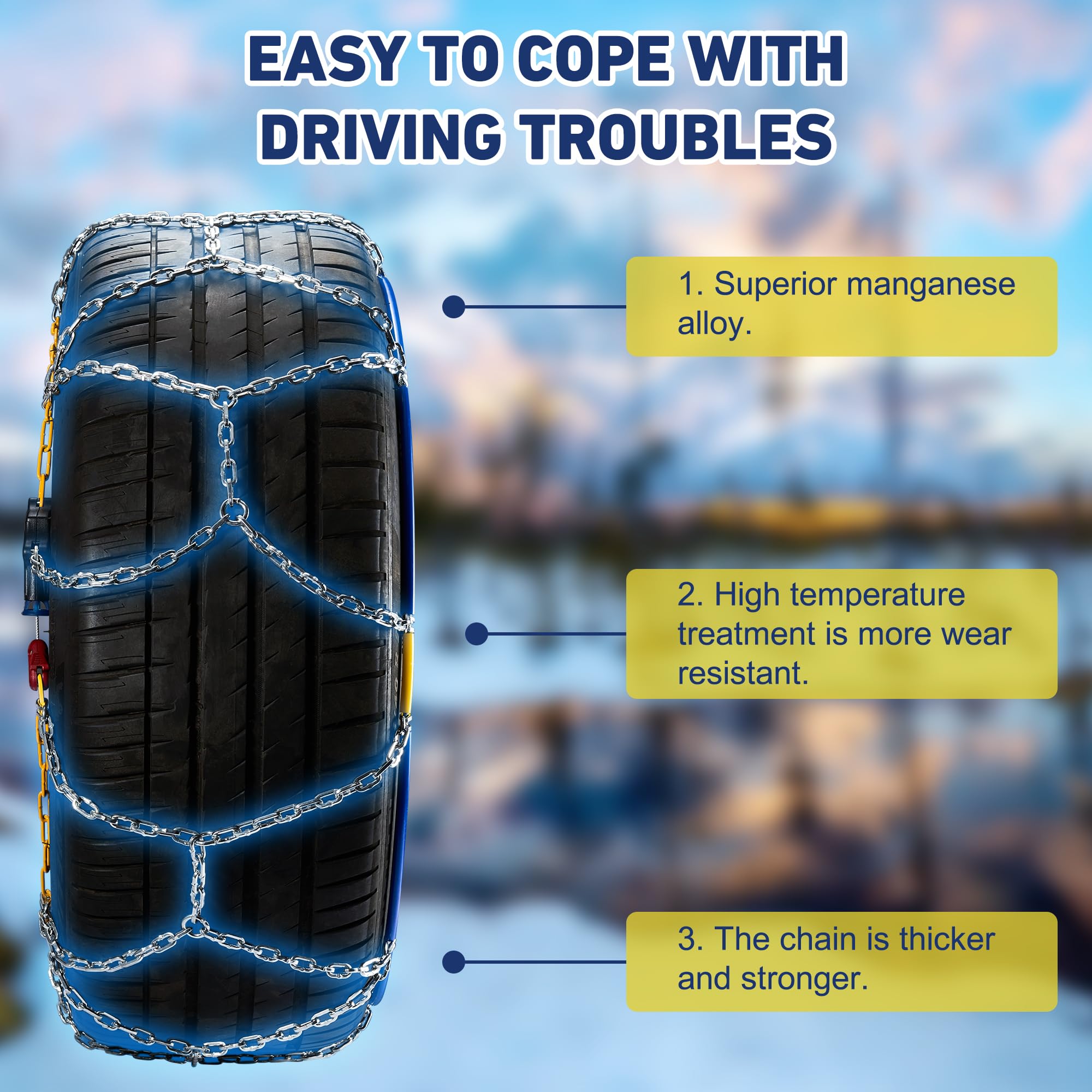 DEDC Snow Chains For Car, Snow Tire Chains For SUVs And Trucks, Auto Trac Tire