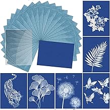 40PCS Sun Print Paper Kit with Acrylic Panel 5.8x8.3 A5 Sun Printing Art Paper Sensitivity Nature Printing Paper Solar Activated Cyanotype Papers for Kids Adults DIY Crafts