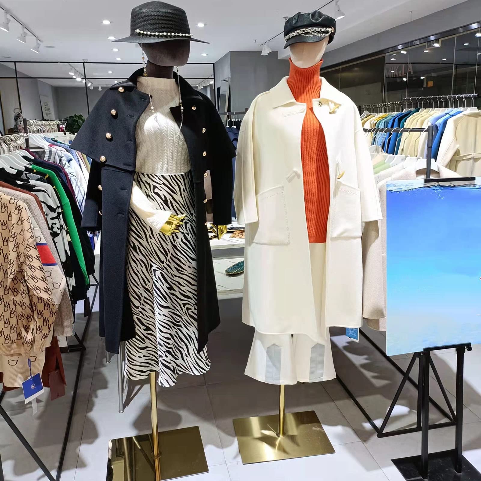 Maniqui Costura Mujer, Cuerpo del Maniquí de Pie con Soporte Cuadrado Metálico, 53-77 In Altura Ajustable Torso del Maniquí Sastre for Mostrar Ropa Y Joyas(J,S-Small)