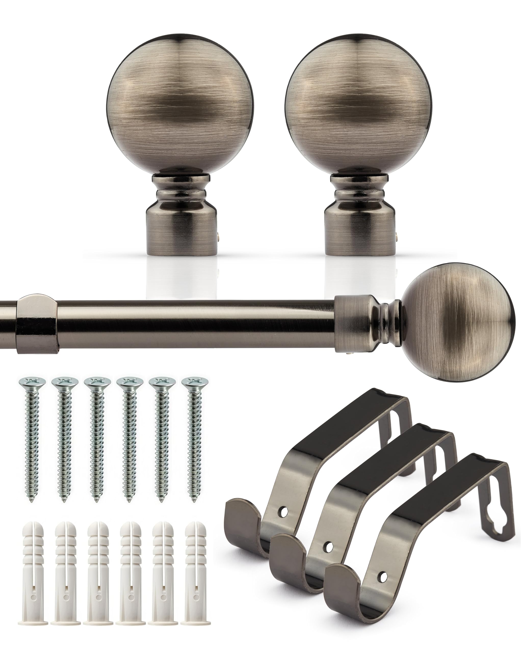 Julian Charles Black Silk Ball Extendable Curtain Pole - 1.6 - 3M
