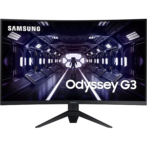 SAMSUNG 32" FHD 1080p Odyssey G3 Ultrawide Gaming Monitor, 1500R Curved Display, 165Hz, 5ms, AMD FreeSync Premium, Borderless Design, Eye Saver Mode, Black (LC32G35TFQNXZA)