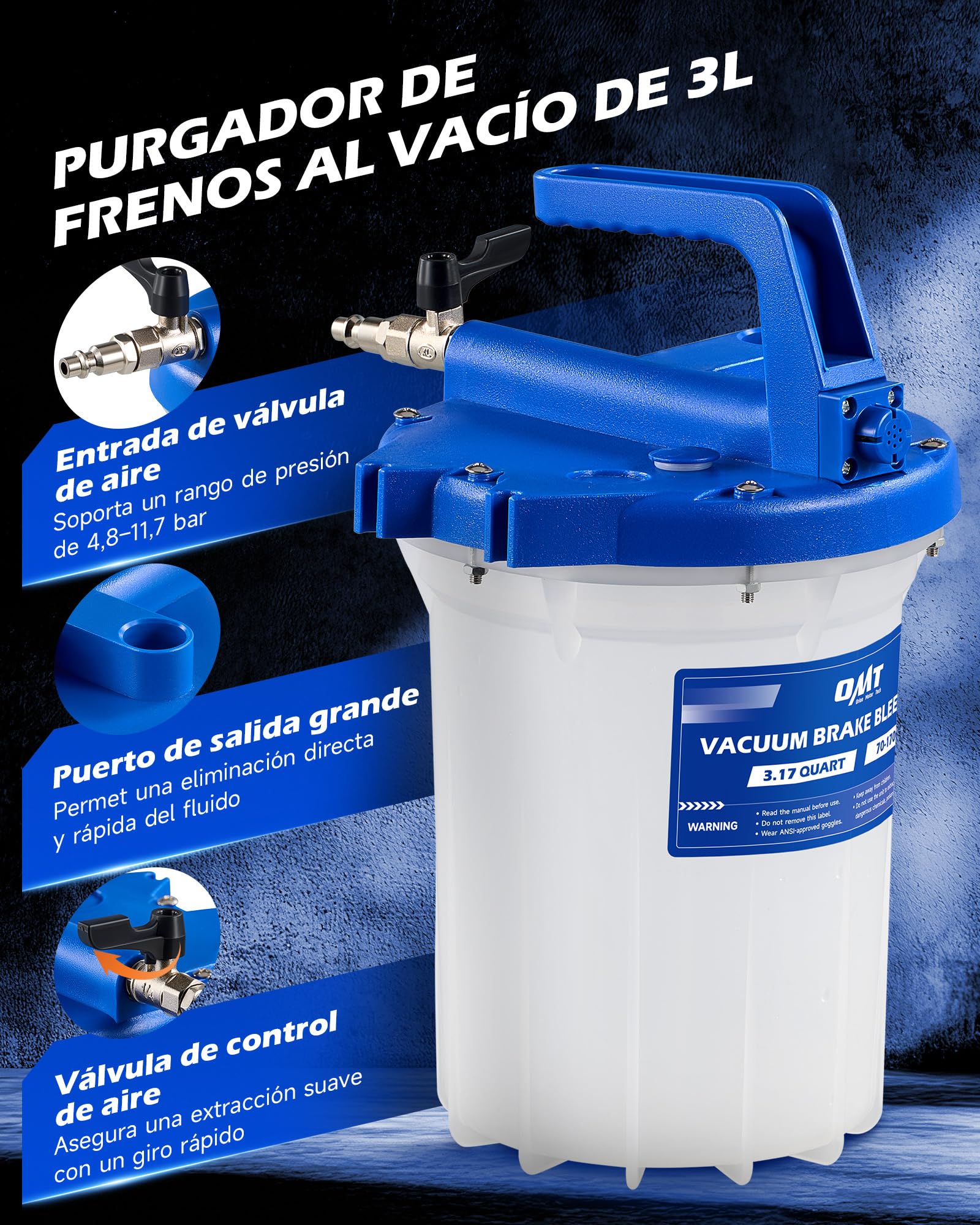 Orion Motor Tech Kit de purgado de Frenos al vacío 3L