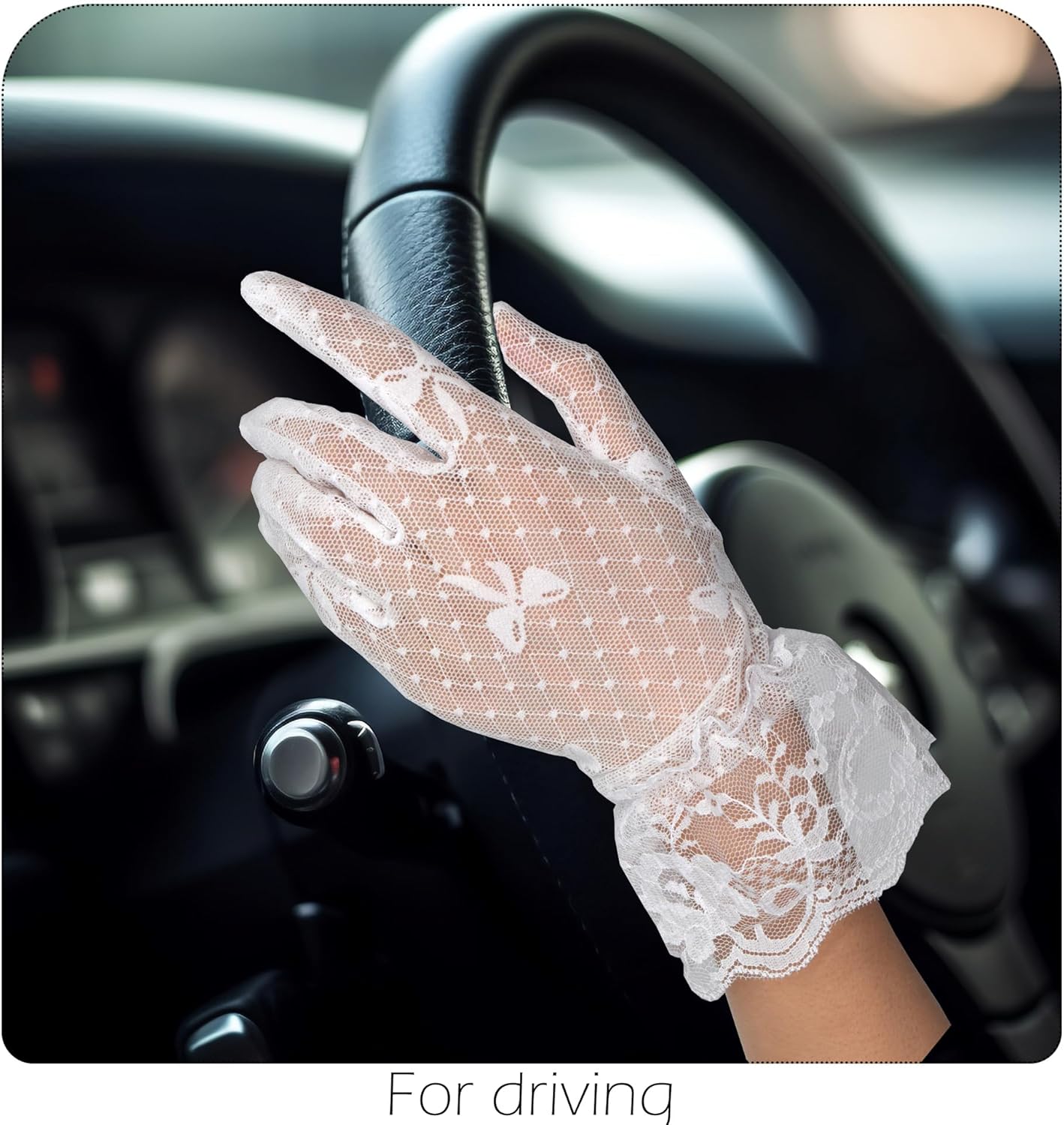 TeeYee Women's Short Lace Half Finger Lace Sunscreen Gloves Open Finger Etiquette Wedding Decoration Gloves - Image 4