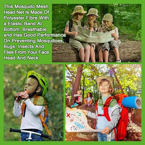 Miniatura 5 de HESTYA Paquete de 4 mosquiteros de malla para cabeza, cara, cuello, mosquitera, capucha de insectos y mosquitos, red que no se ve con bolsas de