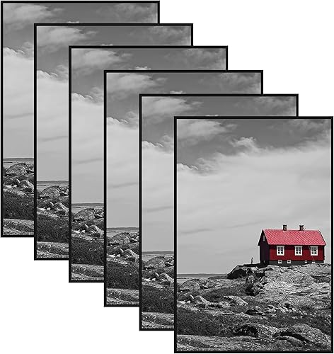 PEALSN - Juego de 6 portarretratos de 11 x 17 pulgadas para fotos de 8 x 12 pulgadas con paspartú11 x 17 pulgadas sin paspartú, montaje en pared,