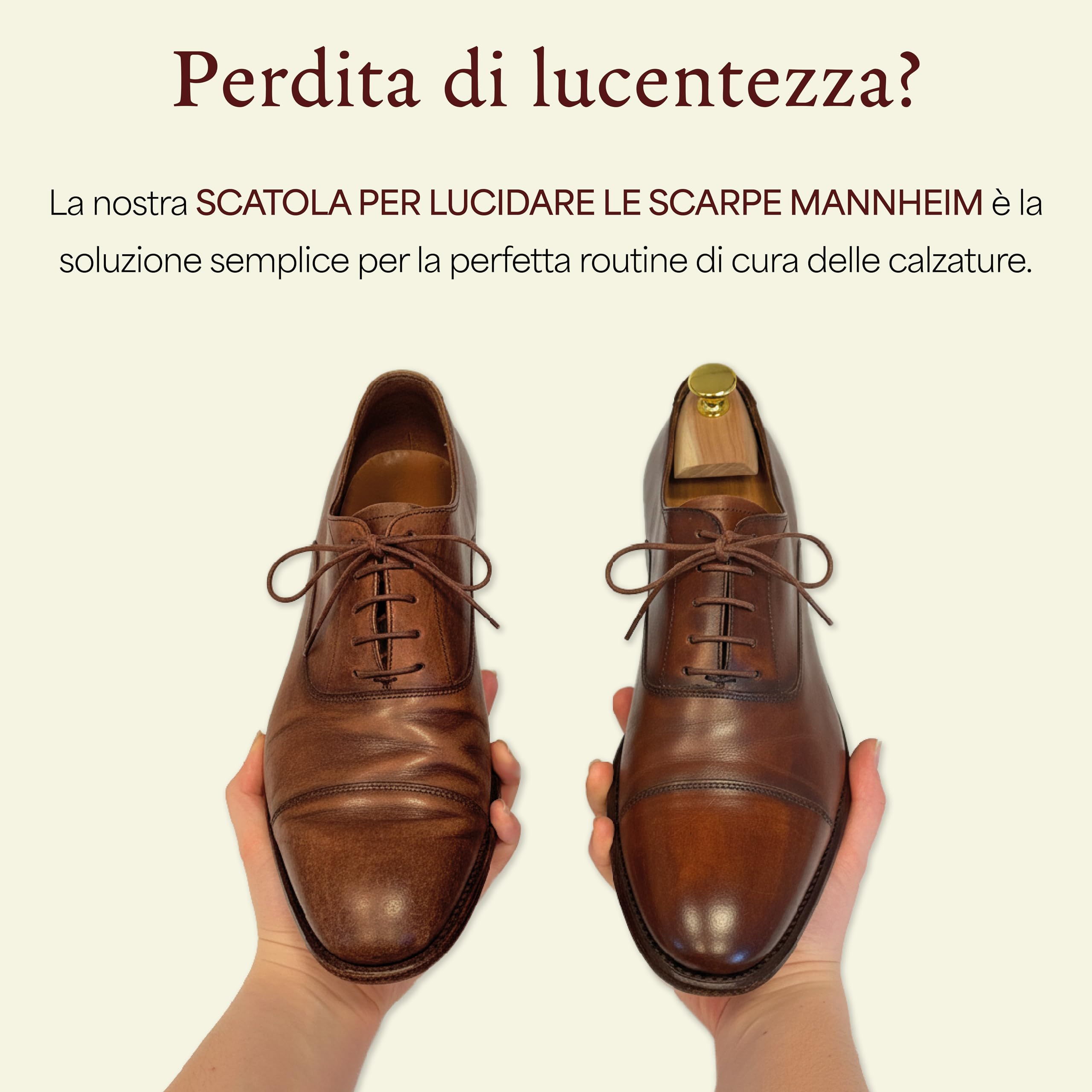 Langer & Messmer Scatola per lustrascarpe di alta qualità senza contenuto o con set di cura in più parti - scatola per lustrascarpe in legno con creme per la cura della pelle modello Mannheim