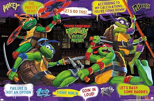 Trends International Teenage Mutant Ninja Turtles Mutant Mayhem - Póster de pared con frases, 22.37 x 34.00 pulgadas, versión premium sin marco
