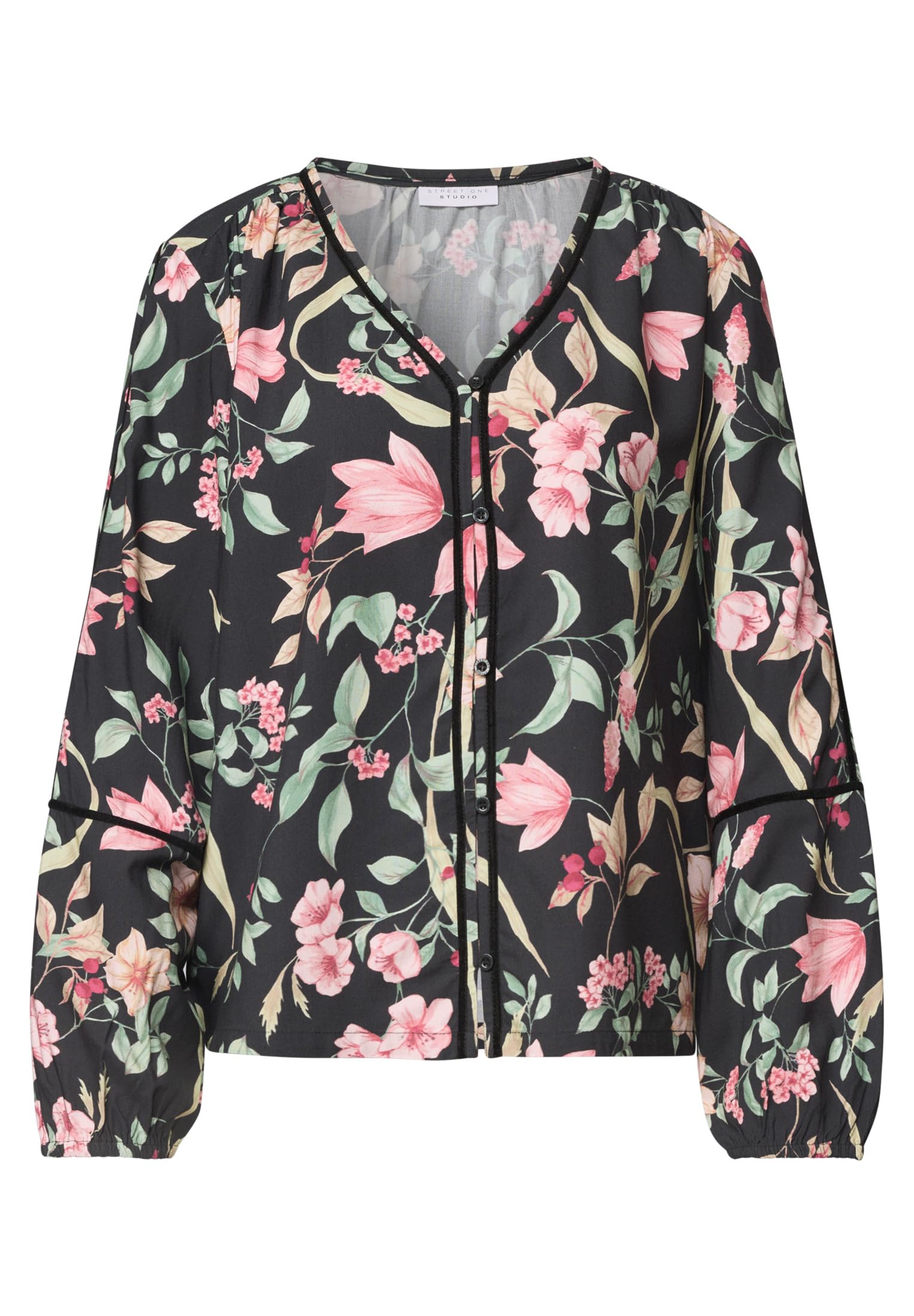 Street One Studio Damen 3413648 Langarm Tunika mit V-Neck und Print (1er Pack)