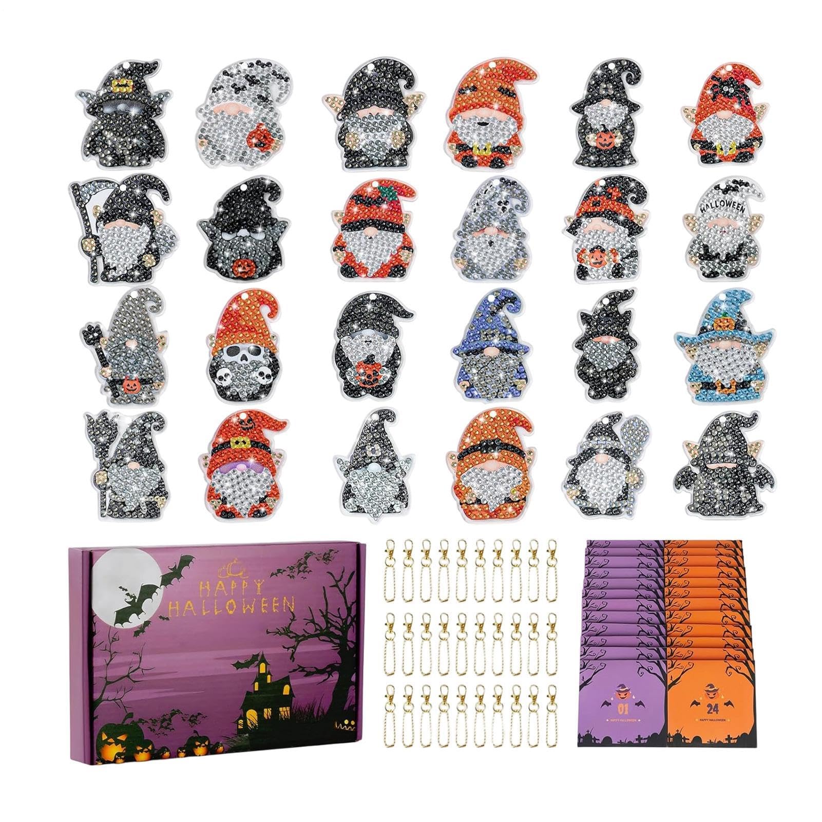 Halloween-Adventskalender 24 Tage Gnomen-Schlüsselanhänger und