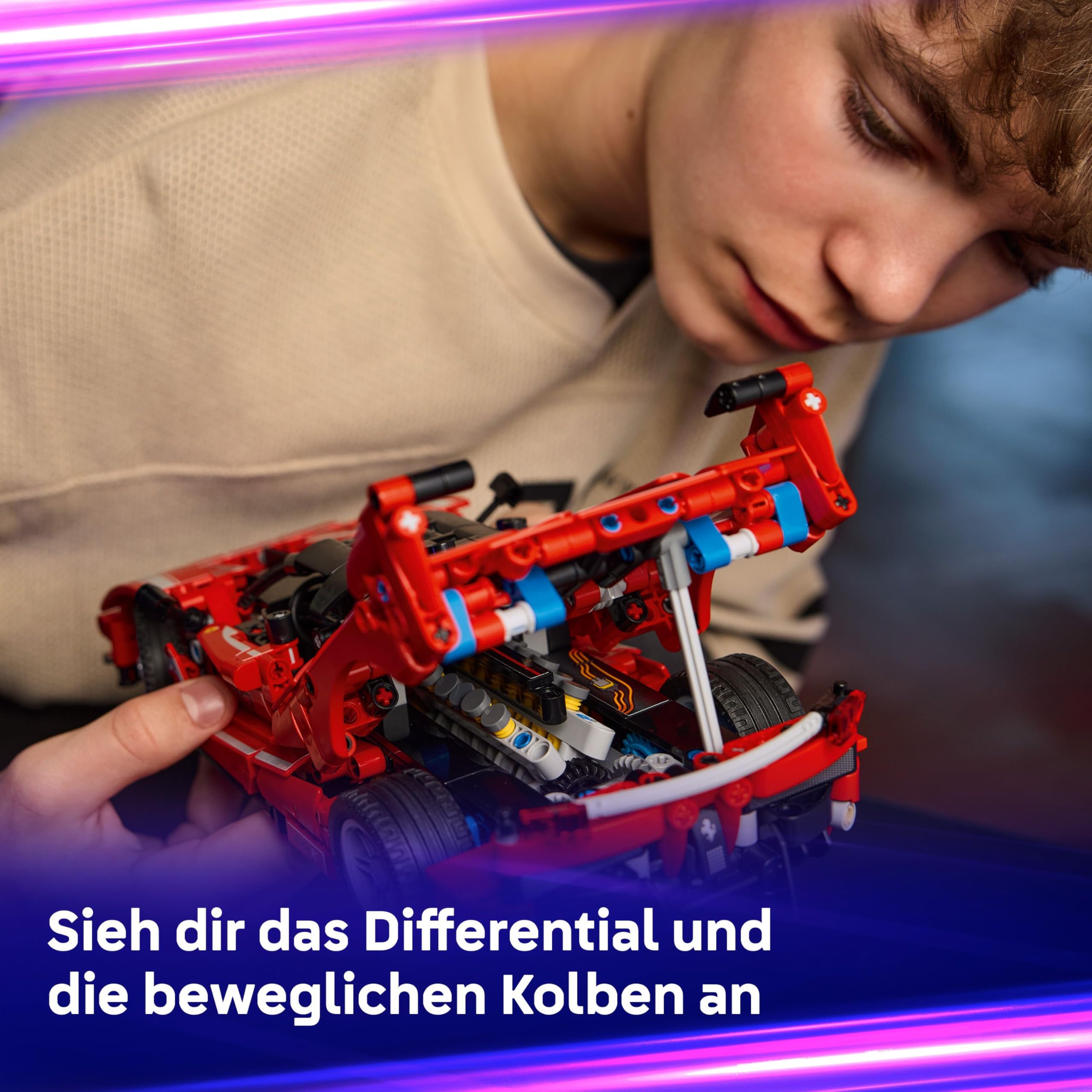 LEGO Technic Ferrari FXX K Rennwagen Spielzeug – Automodell zum Bauen und Ausstellen mit V12-Motor und beweglichen Kolben – Motorsport Geschenk für Jungen ab 10 Jahren – 42212