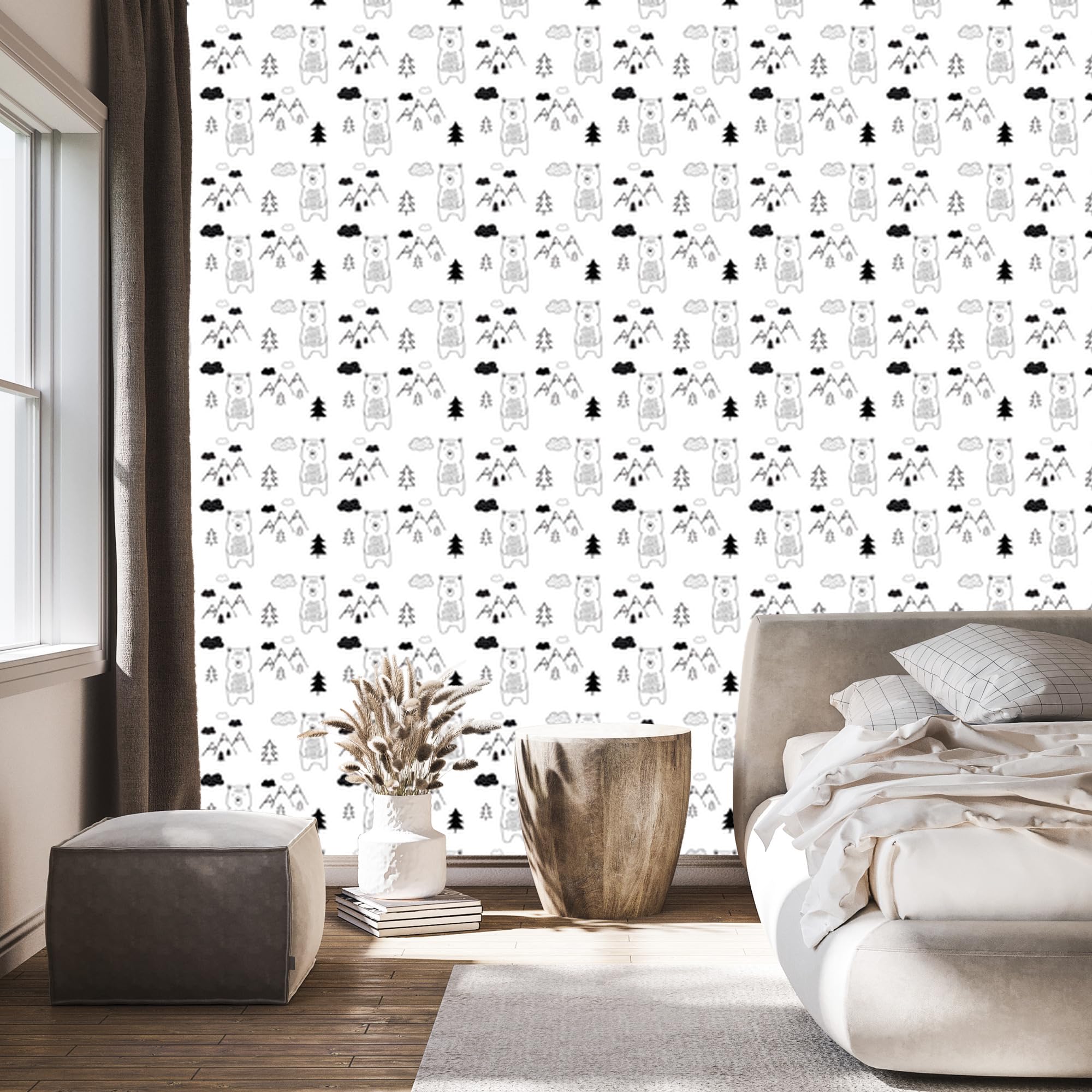 Decoración de Pared, Osos y montañas, 50 x 1000 cm