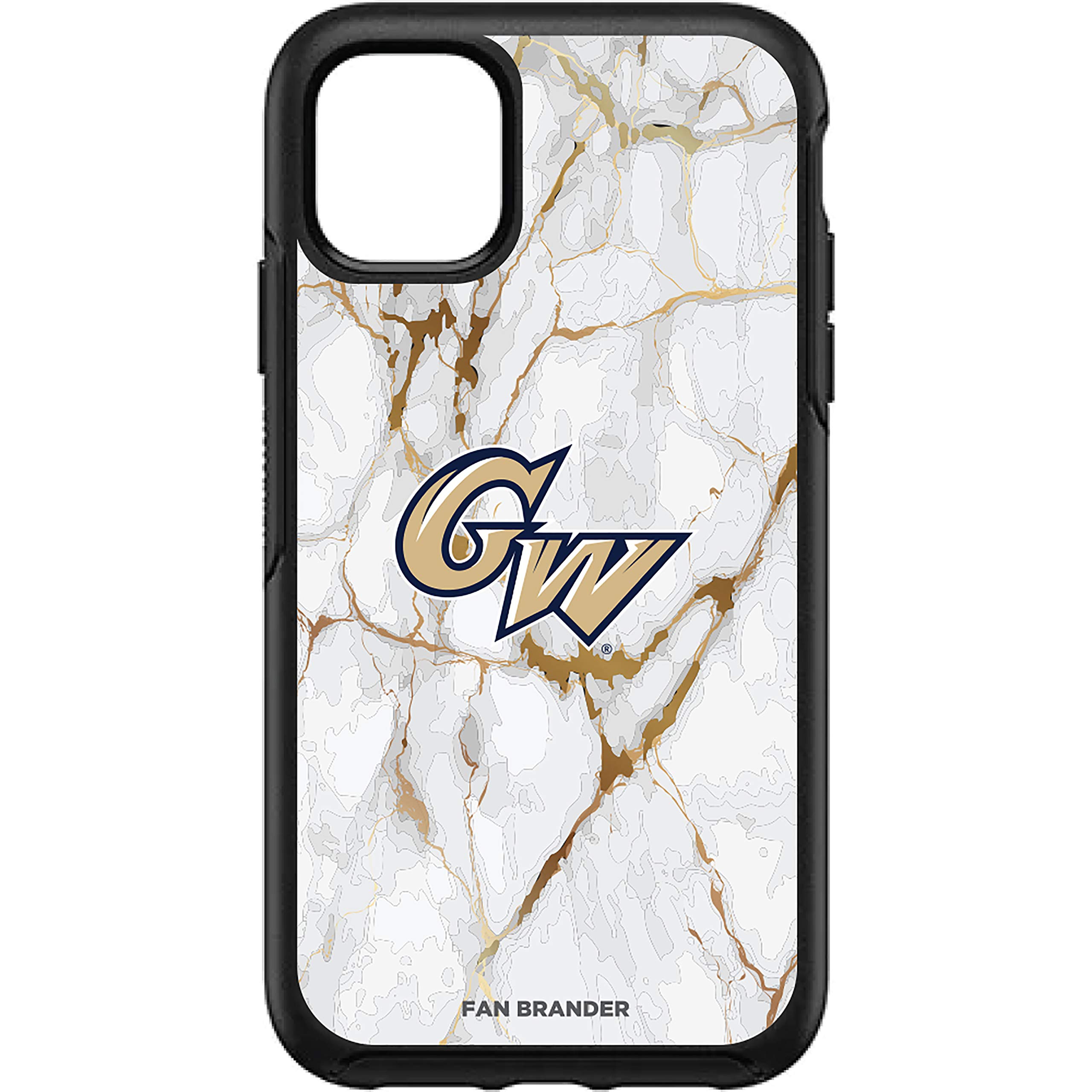Fan Brander OtterBox Symmetry Series NCAA Phone case with White Marble Design Compatible with Apple iPhone 11 (George Washington Colonials)