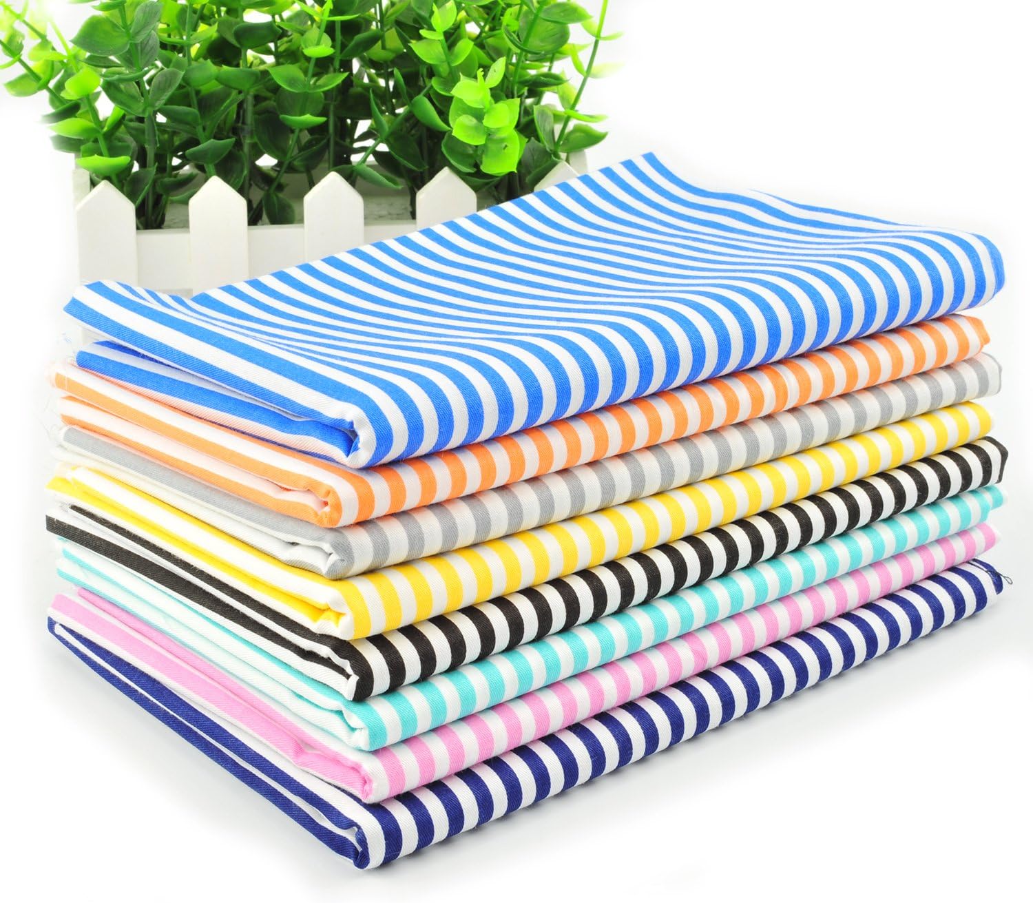 Fat Quarter Fabric Bundles Printed Calico Cloth Pre-Cut Quilting Cotton Twill Striped Printed Assortments,Craft Cloth Bundle Squares,DIY for Sewing Crafting Rose Flavor(Stripe 8pcs,18 by 20.5Inch)