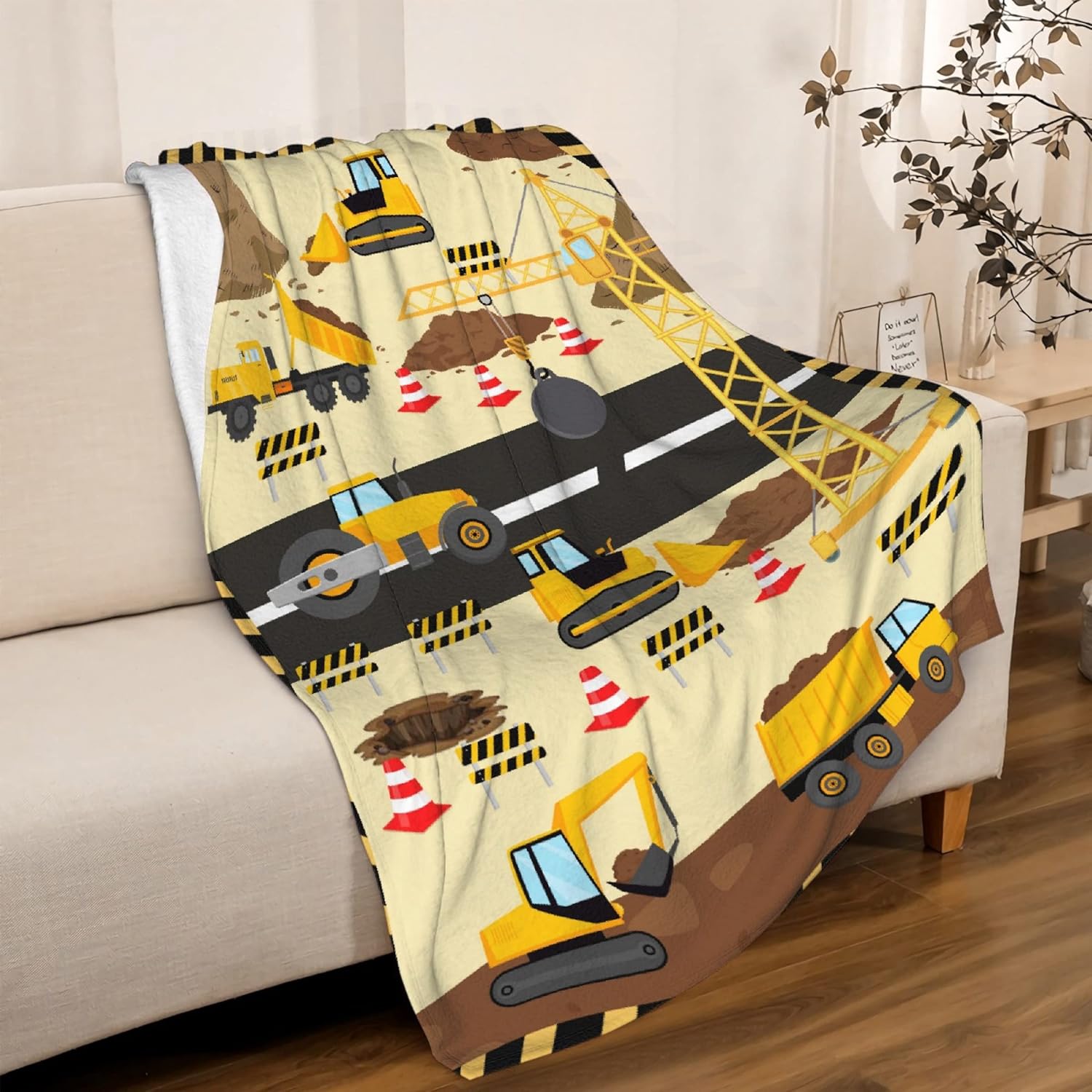 Construction Truck Blanket Gifts Super Soft Lightweight Flannel Blankets Throw for Kids, Adult, Suitable for Couch, Sofa, Bed, Camping, Travel All Seasons 40"x50" for Kid