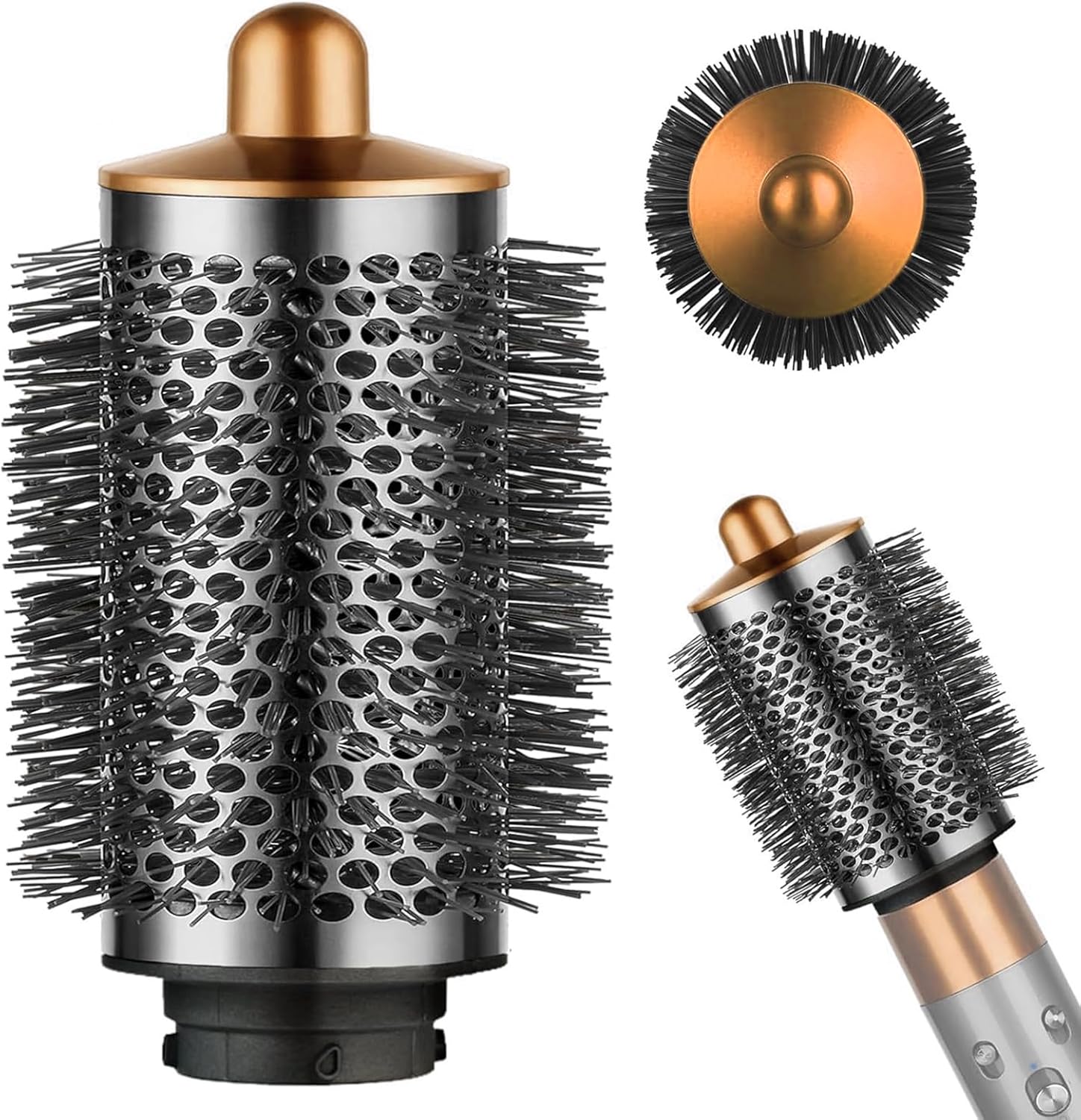 Ronde volumeborstel voor Dyson Airwrap-opzetstukken, grote ronde volumeopzetborstel voor plat haar, slap, haarstyler-accessoire (goud)