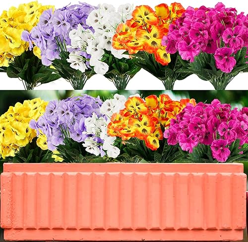 Miniatura 1 de Tigeen 15 piezas de pensamientos artificiales multicolor artificiales para exteriores, flores de imitación para macetas al aire libre, flores de