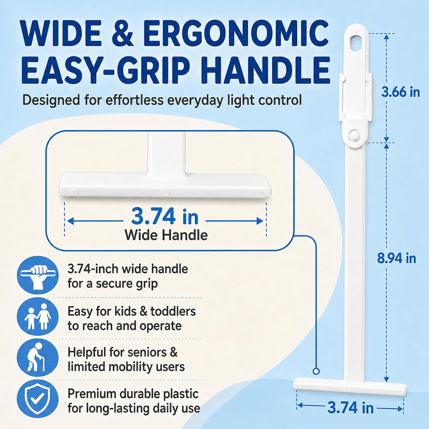 Wide Easy-Grip Handle Light Switch Extender, 2-Pack image 2