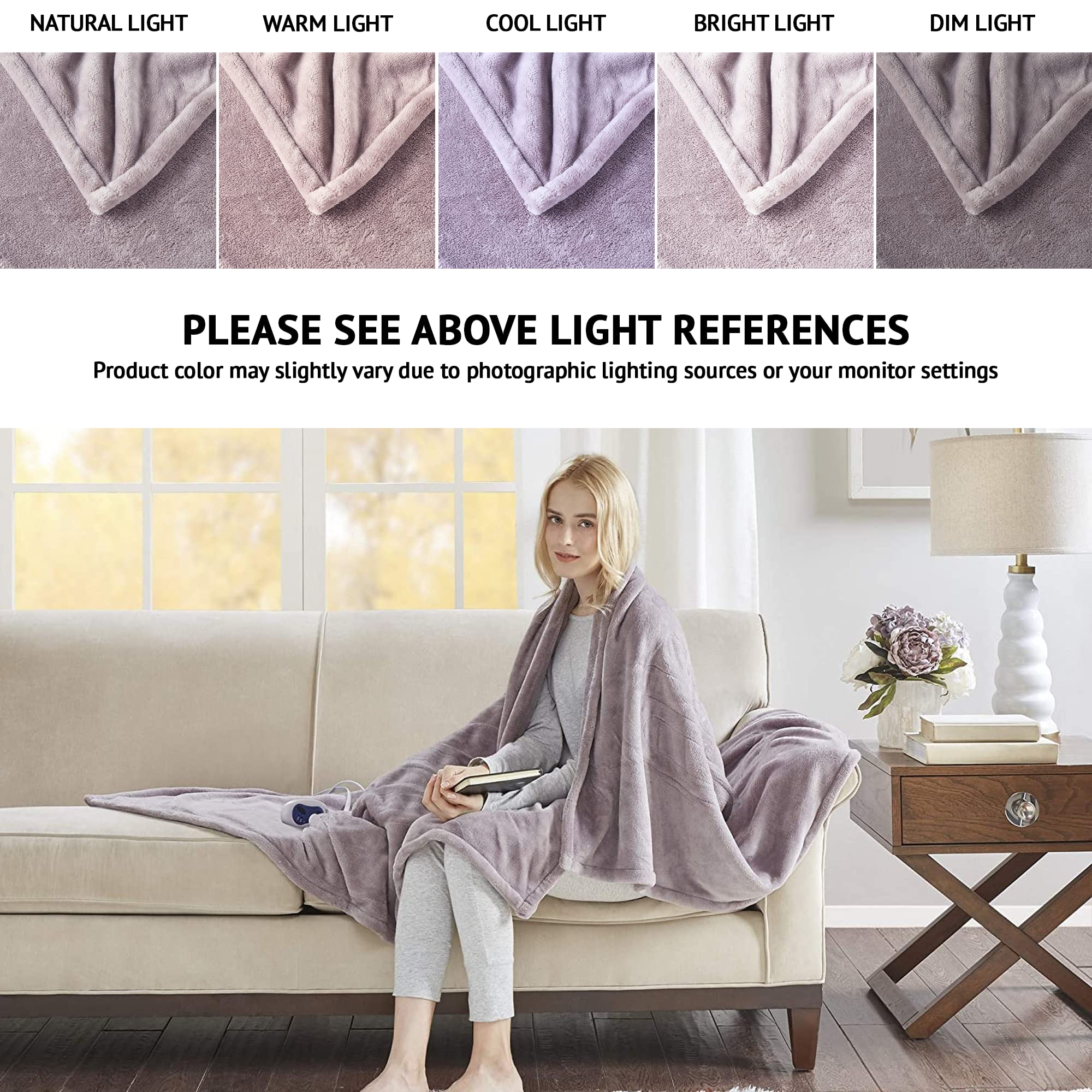 Amazon.com: Beautyrest Heated Electric Blanket for Cold Weather, Fast  Heating Heated Blanket, Auto Shut Off, Virtually Zero EMF, Multi Heat  Setting, UL Certified, Lavender Throw (60 inx70 in) : Home u0026 Kitchen