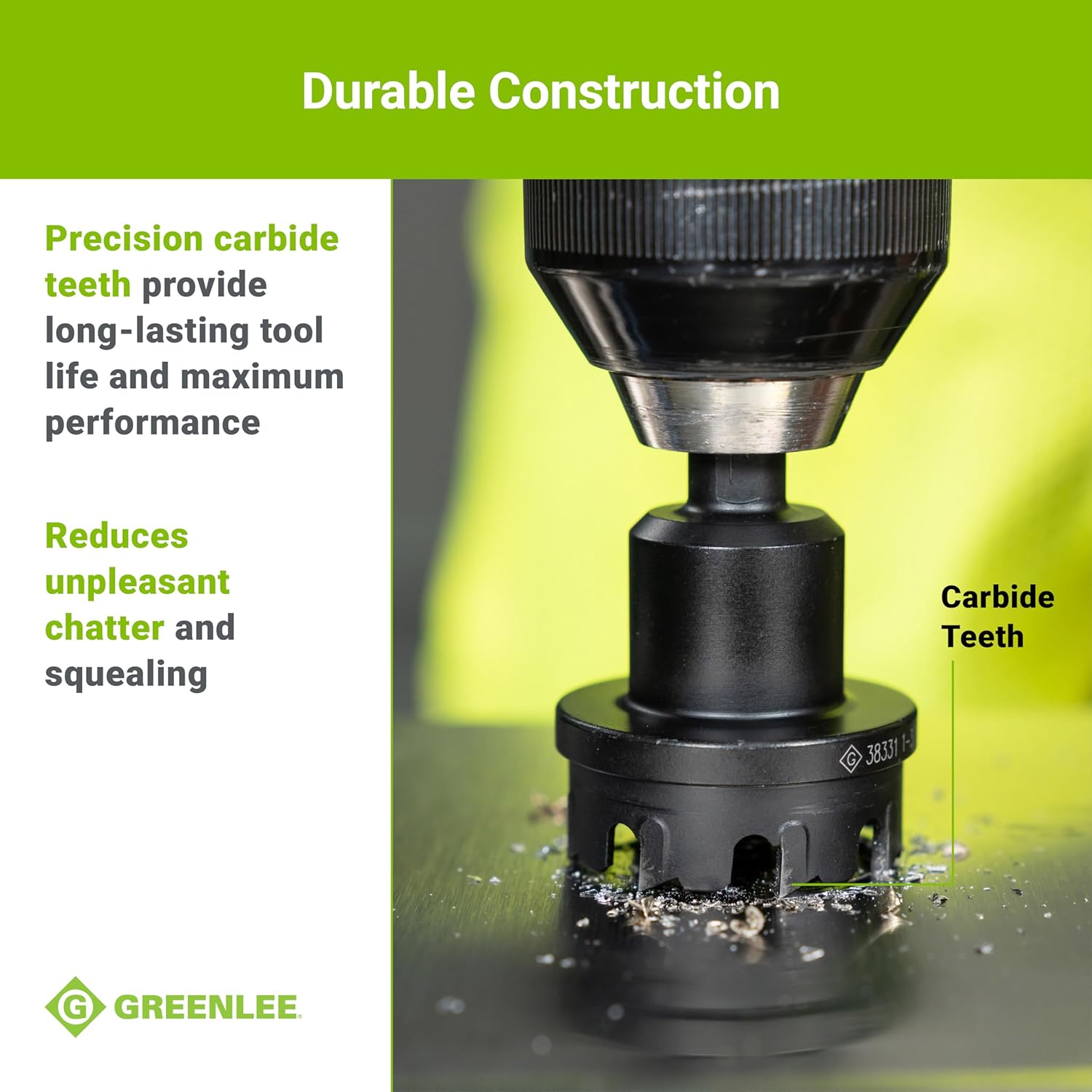 Greenlee 635 5-Piece Carbide-Tipped Hole Cutter Set with Pilot Drill and Hex Wrench, 7/8" to 1-3/8" Stainless Steel Metal Cutting Hole Saw with Tungsten Carbide Teeth