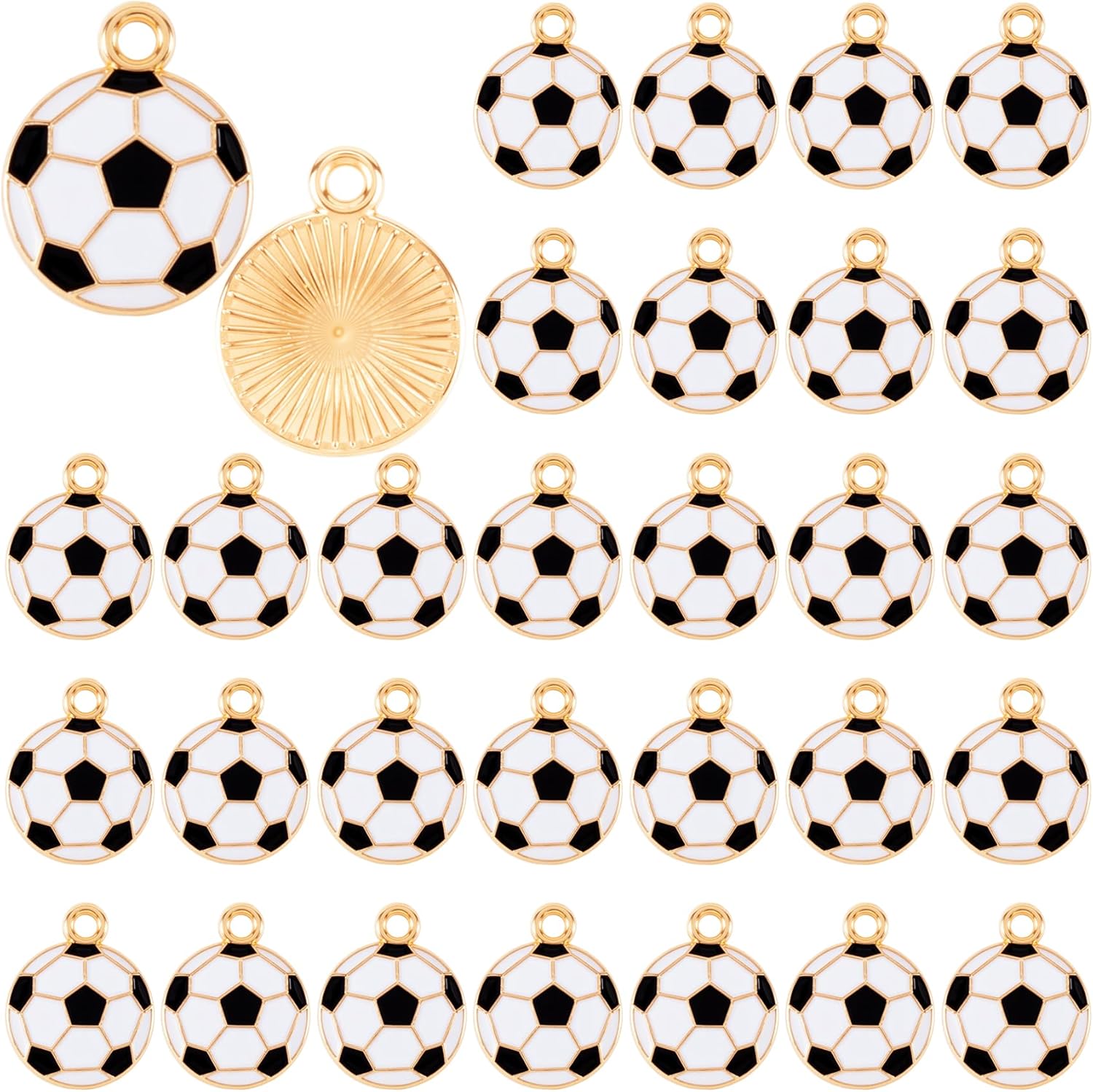 30pcs Enamel Soccer Charm for Jewelry Making, Alloy Football Sports Charm, Cute Mini Soccer Ball Pendants for Earrings, Necklace, Bracelets, DIY Crafts